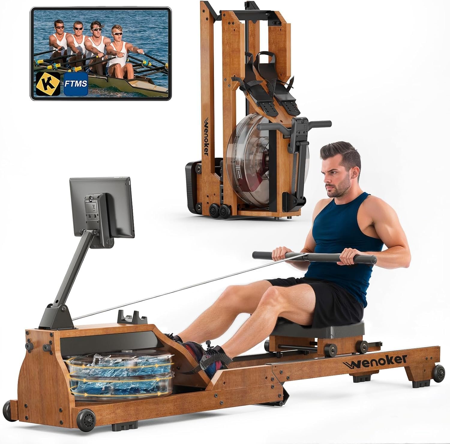 Wenoker Water Rowing Machine, Folda...
