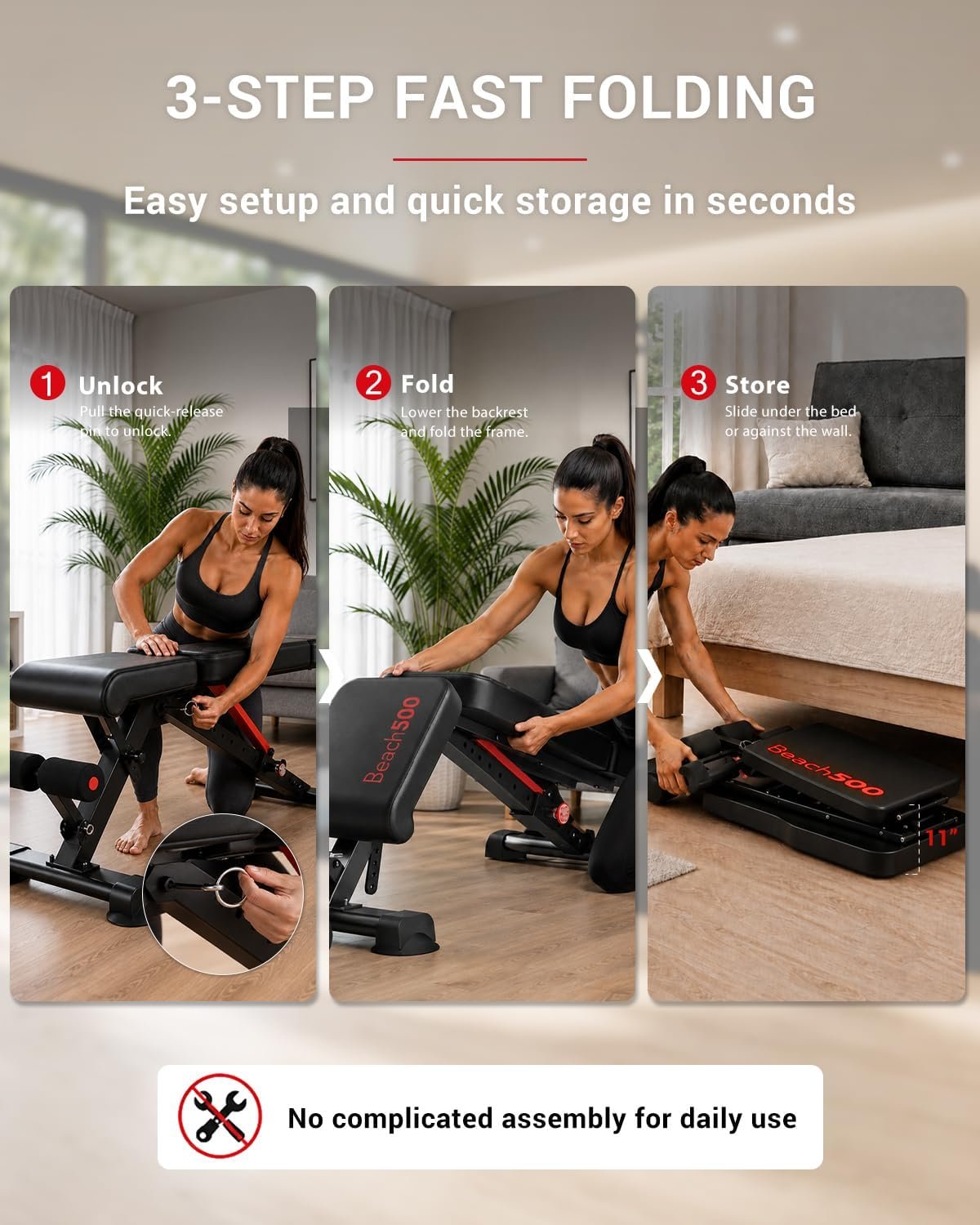Keppi Weight Bench 900Lb, Adjustable Foldable Sturdy Bench for Home Gym - Image 7