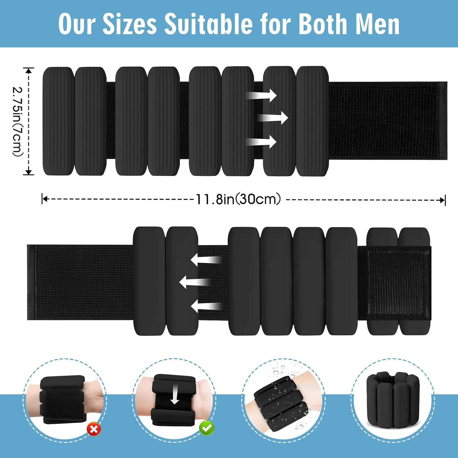 Wrist Weights Set of 2, Wearable Wrist Ankle Weights for Women & Men, Silicone Weighted Bangles Adjustable Arm and Leg Weights for Walking Yoga Pilates Running Dance Gym 2lb - Image 5
