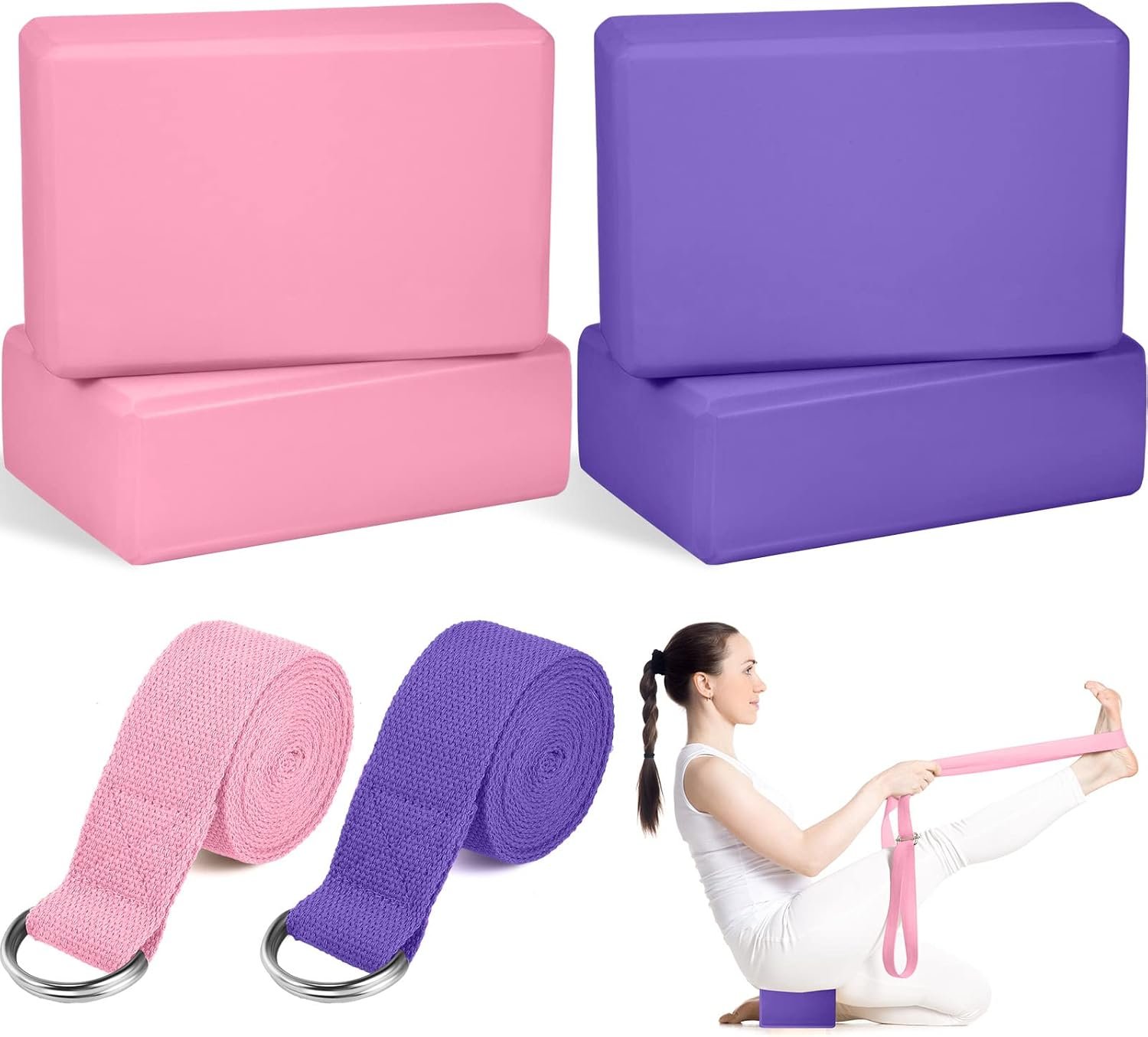 Jexine 6 Pcs Yoga Block and Strap S...