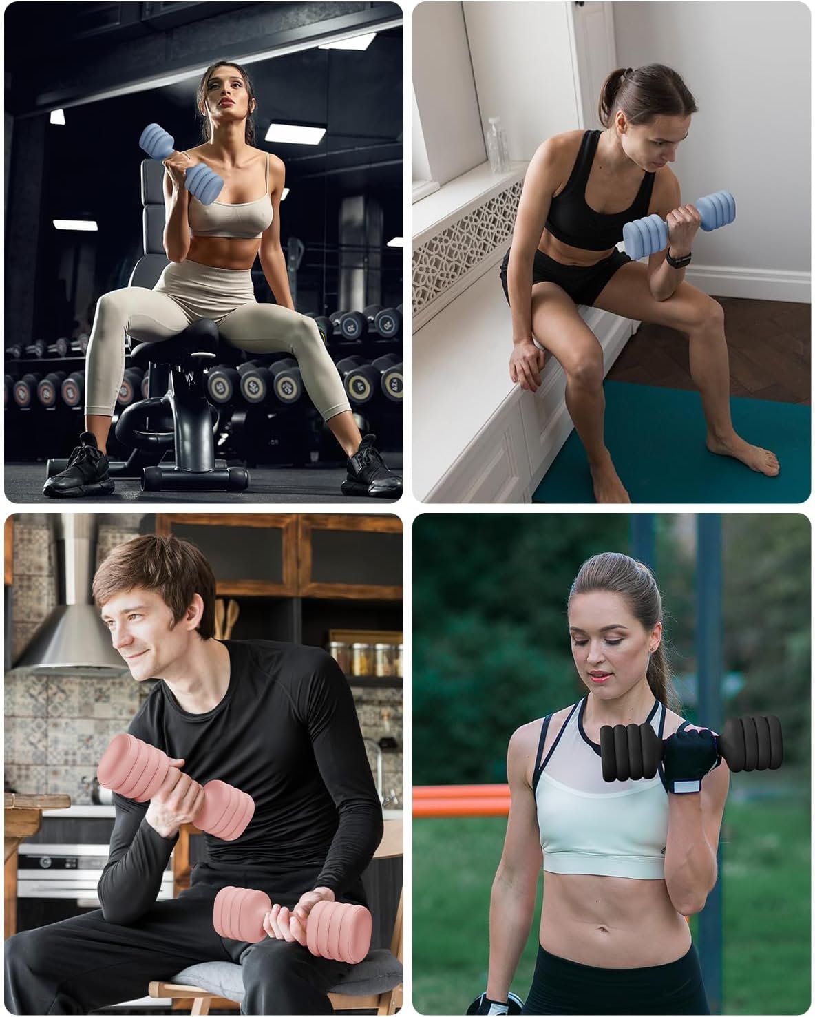 YOTTOY Adjustable Dumbbell Set of 2, 4-in-1 Hand Weights for Women at Home, Compact Free Weights Dumbbells Set with Soft Grip and Base, 2-5 lbs Each for Home Gym - Image 6