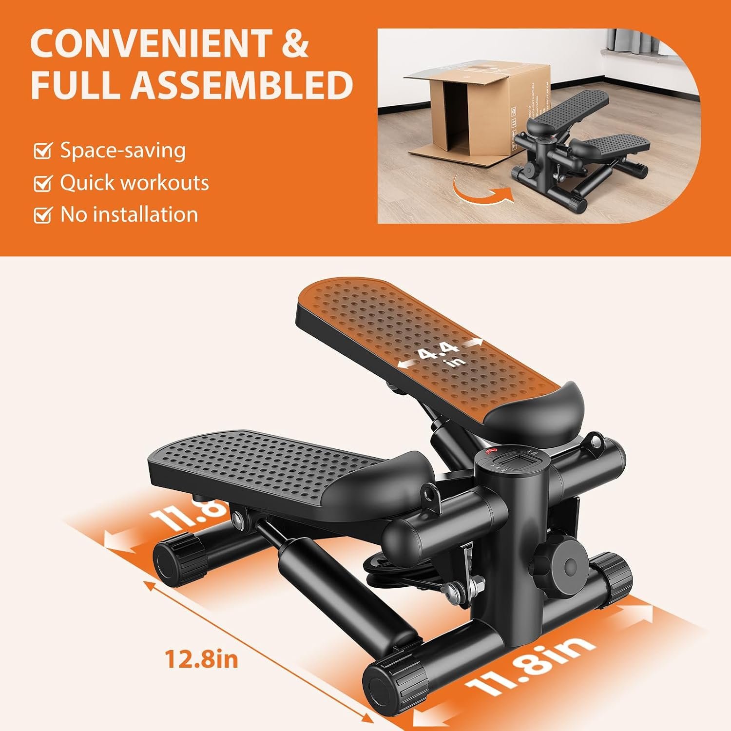 Sweetcrispy Mini Stair Steppers with Resistance Bands for Exercise at Home, Portable Exercise Twist Stepper Machine for Full Body Workout, 300LBS Capacity - Image 5