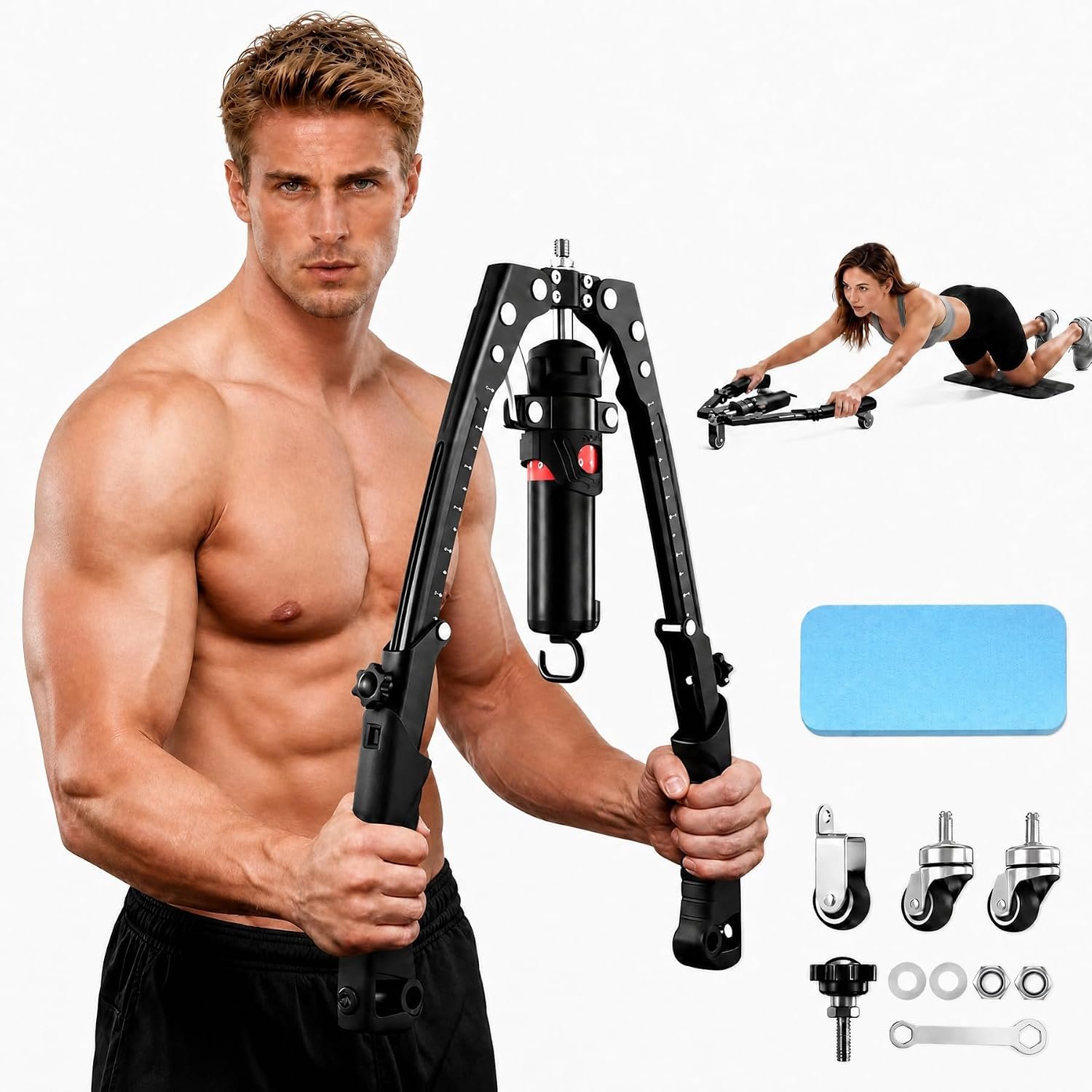 Adjustable 15 -Gear Hydraulic Chest Workout Equipment, Arm Trainer 22-440lb
