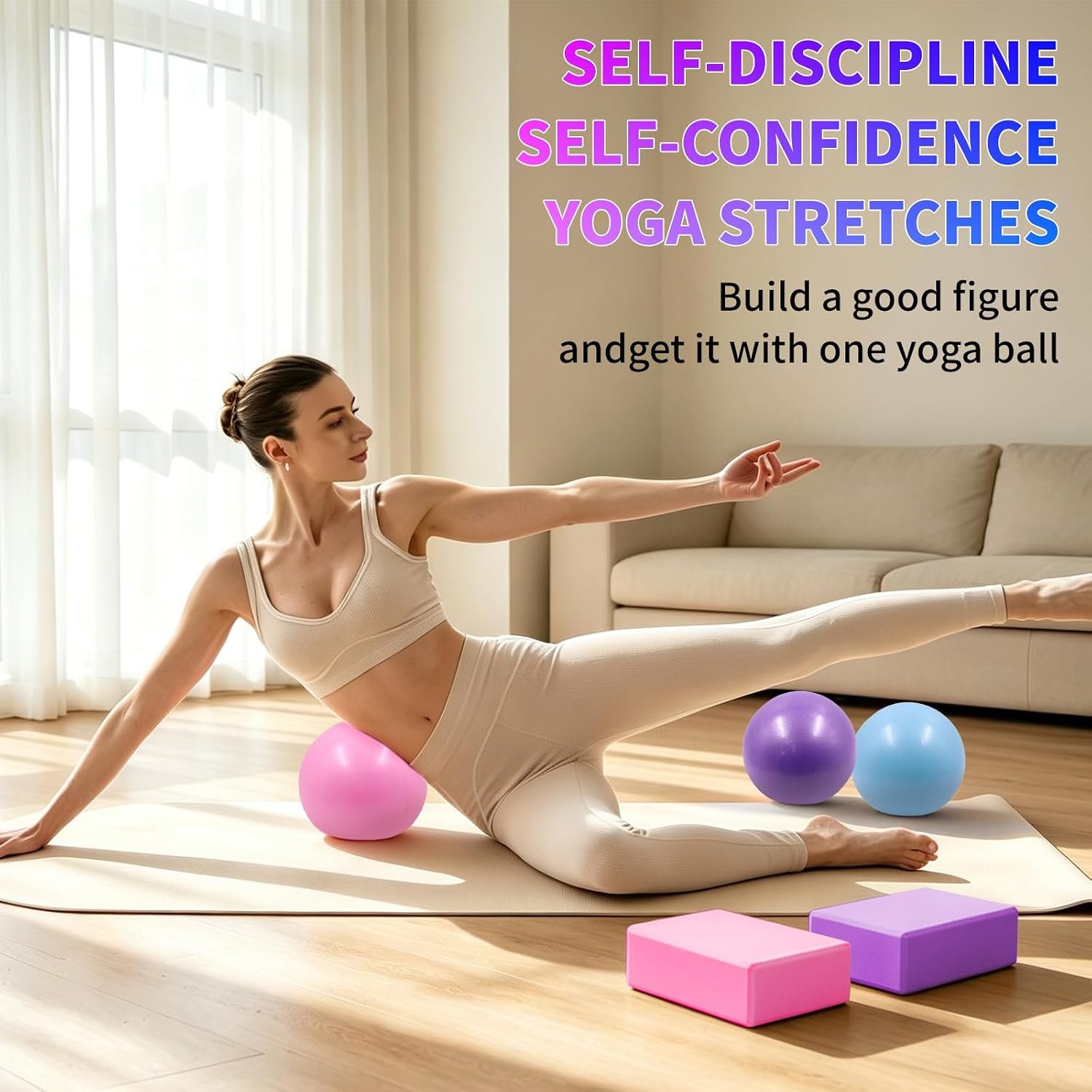 20 Pack Yoga Blocks and Pilates Ball Set, 10 Pack Non-Slip Foam Bricks (9x6x3) with 10 Pack 9 Inch Anti-Burst Mini Exercise Balls for Yoga, Stretching, Barre, Home Gym & Studio - Image 6