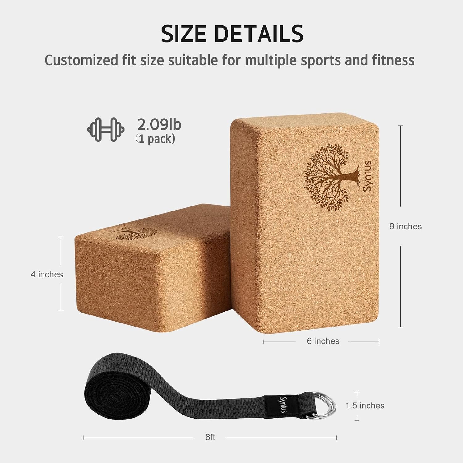 Syntus Yoga Block & Strap Set for Fitness, Pilates, Stretching and Toning - Image 2