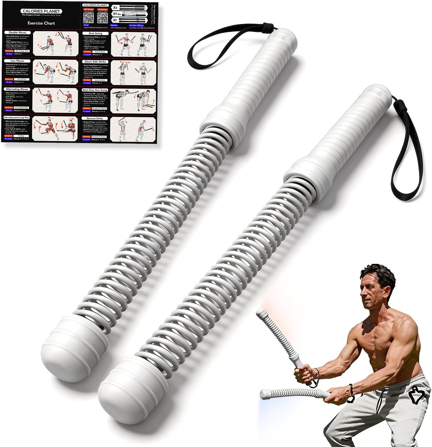X1 Go Portable Ropeless Battle Ropes, Low-Impact HIIT Cardio Equipment