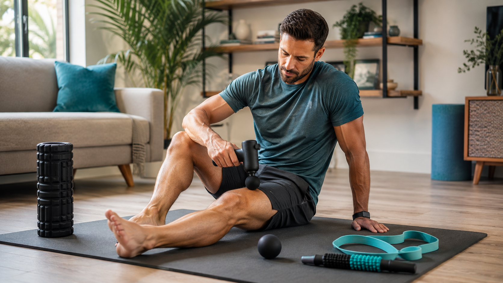 Modern massage gun for post workout muscle recovery