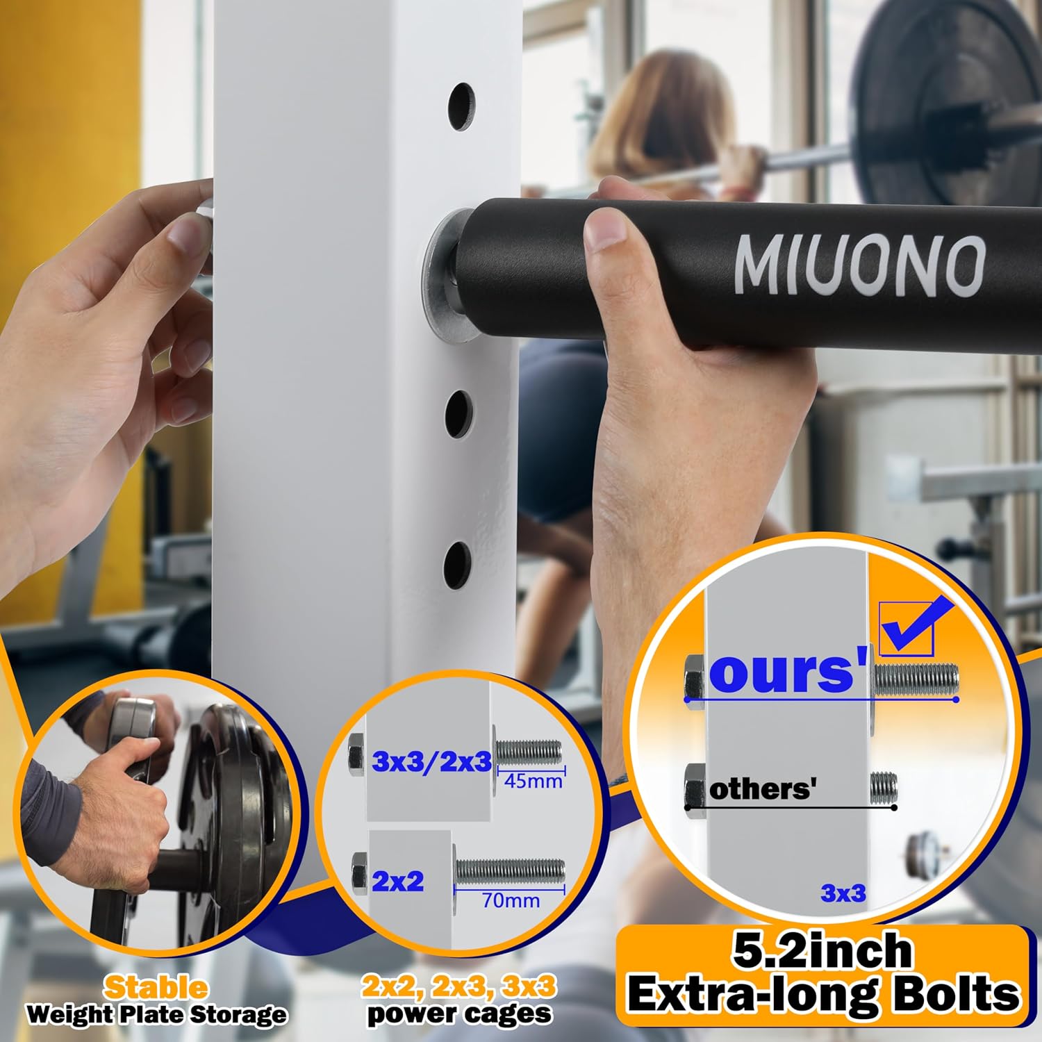 Weight Plate Holder, Power Rack Attachments for Olympic 2-Inch Weight Plate Storage, Fits 2x2, 2x3, 3x3 Power Cages with 1" or 5/8" Holes - Image 3