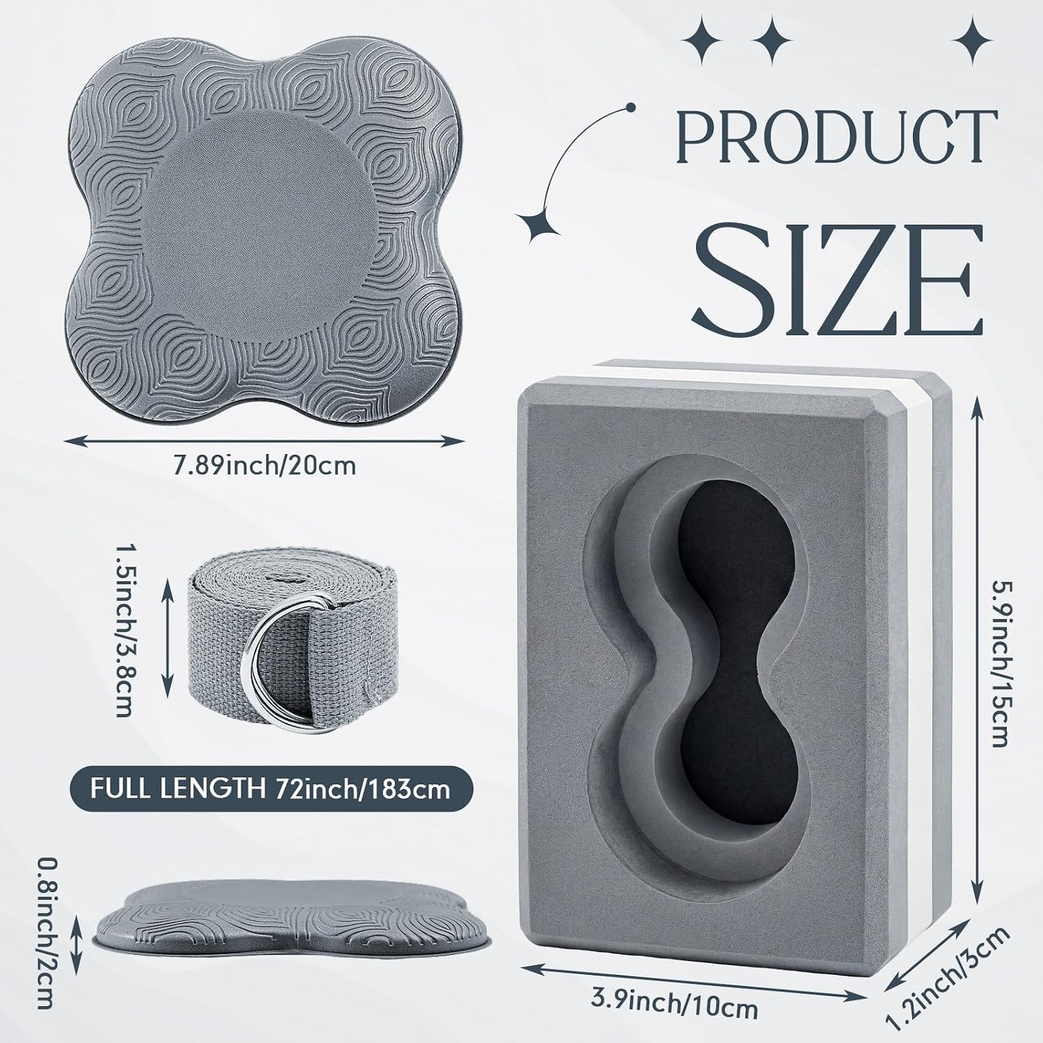 Yoga Blocks 2 Pack for Wrist Relief,Yoga Block with Knee Pads Strap - Image 2