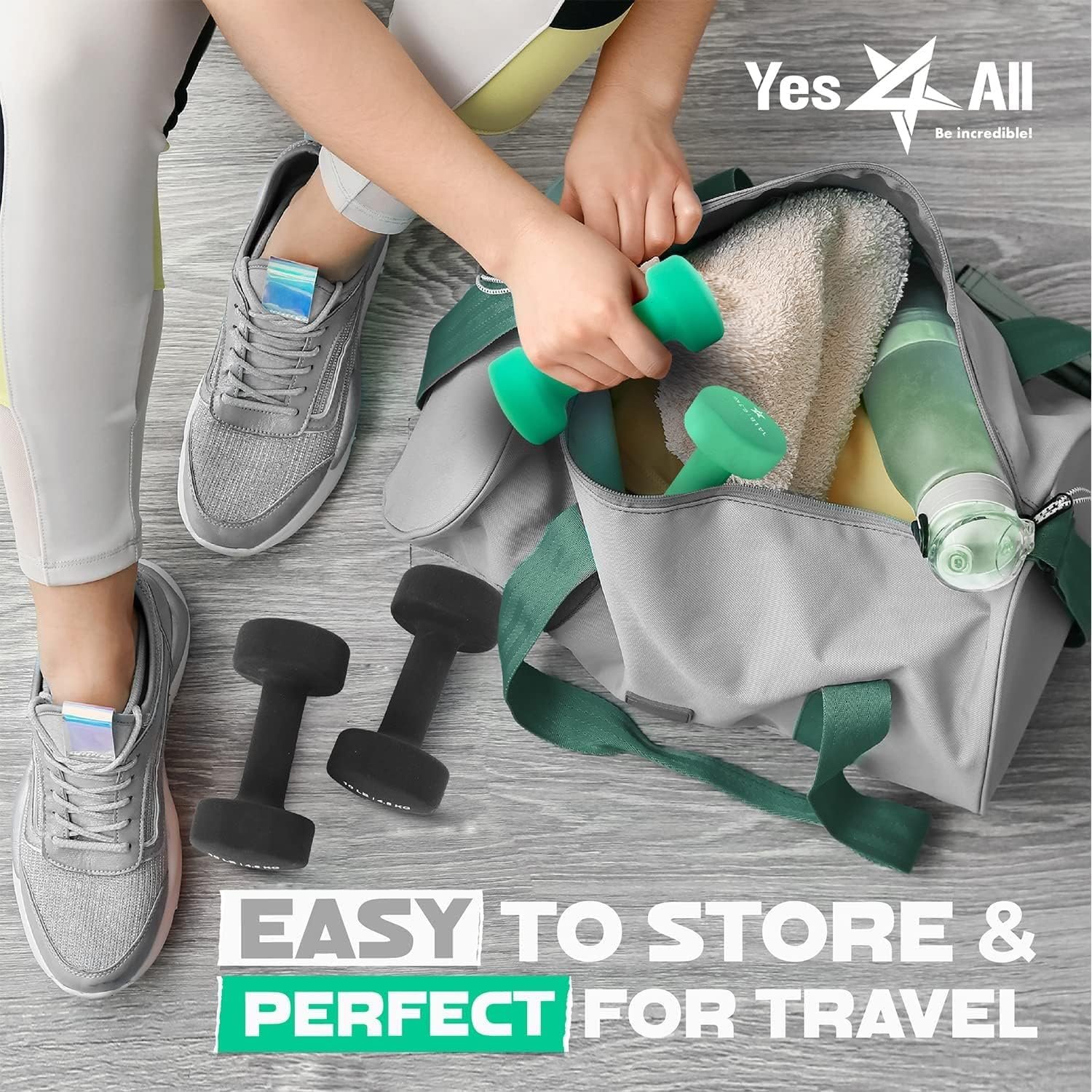 Yes4All Neoprene Dumbbells, Pairs and Sets with Rack for Home Workouts - Image 4