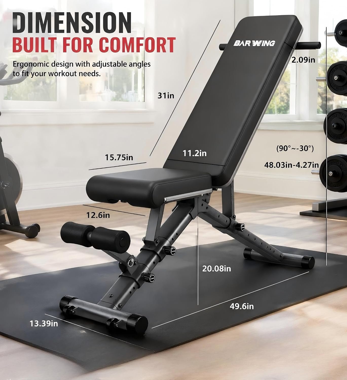 BARWING Adjustable Weight Bench Workout Bench - Image 8