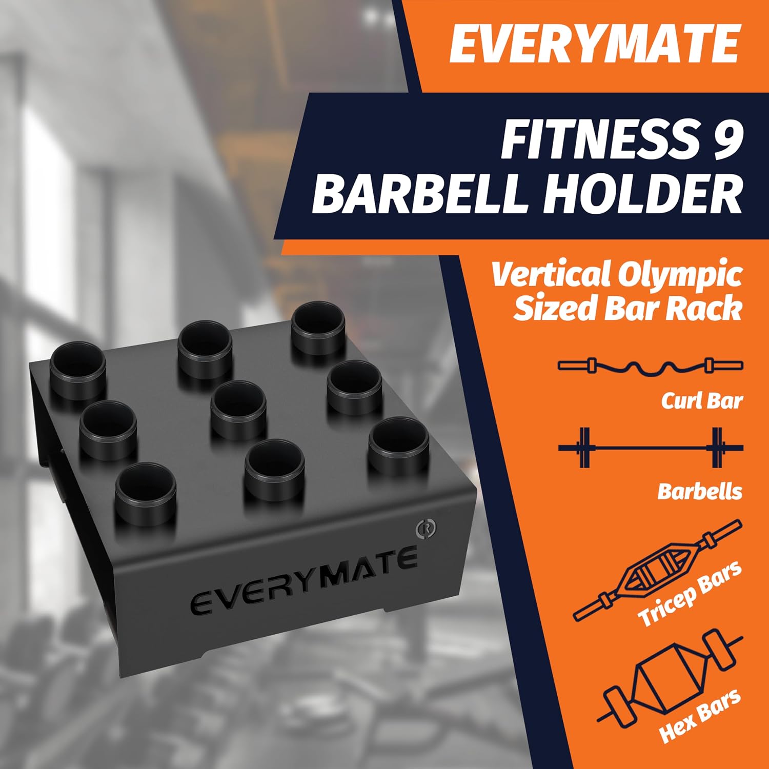 EVERYMATE Vertical Barbell Rack - Heavy-Duty Steel Organizer, Barbell Holder Floor Stand, Fits 2" Olympic Bars with Scratch-Resistant Inserts, Space-Saving for Home/Garage/Commercial Gym - Image 6