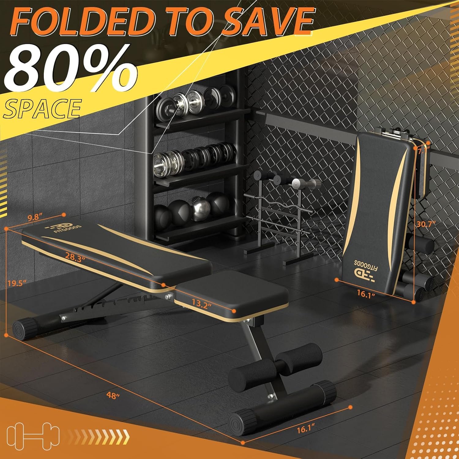 FitGoods Adjustable Weight Bench - Heavy-Duty Foldable Workout Bench for Home Gym, 660 LBS Capacity, Incline & Decline, Multi-Position Strength Training Bench, Compact Storage - Image 2