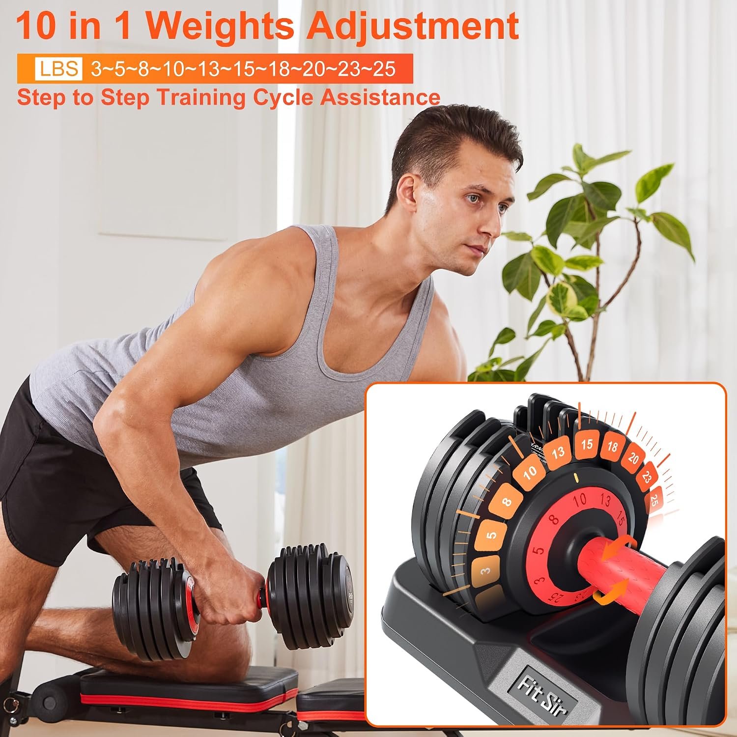 Adjustable Dumbbell Set, 10-in-1 25LB/50LB/90LB Ajustable Dumbbells with Safe Locking System, Enclosed Storage Tray, 1 Sec Fast Adjustment, Comfortable Non-Slip Textured Grip, Suitable for Home Gym Workouts Men and Women - Image 2