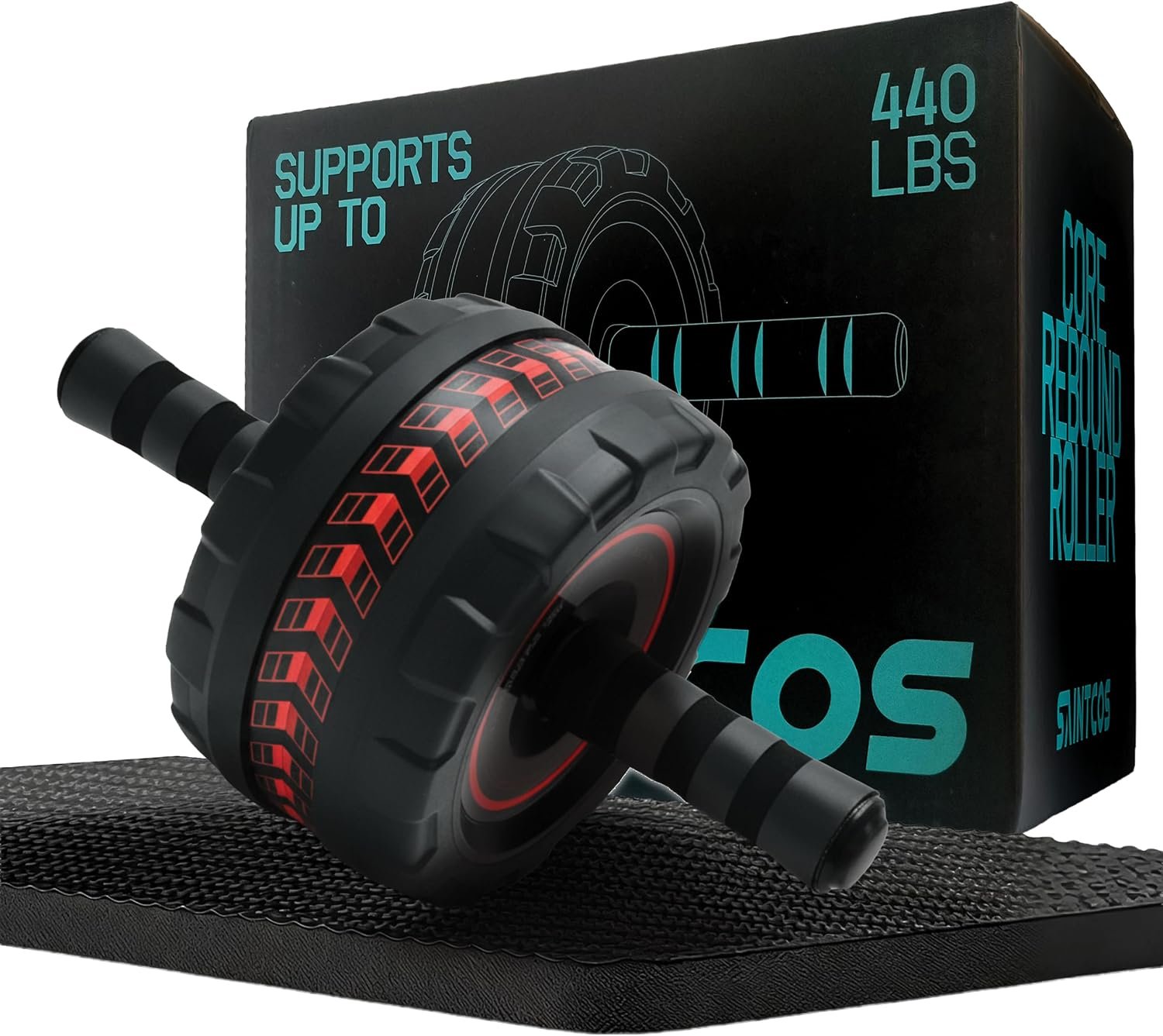 Ab Roller Wheel with Knee Pad, Core Strength Trainer for Home Gym, Abdominal Workout Equipment for Men & Women