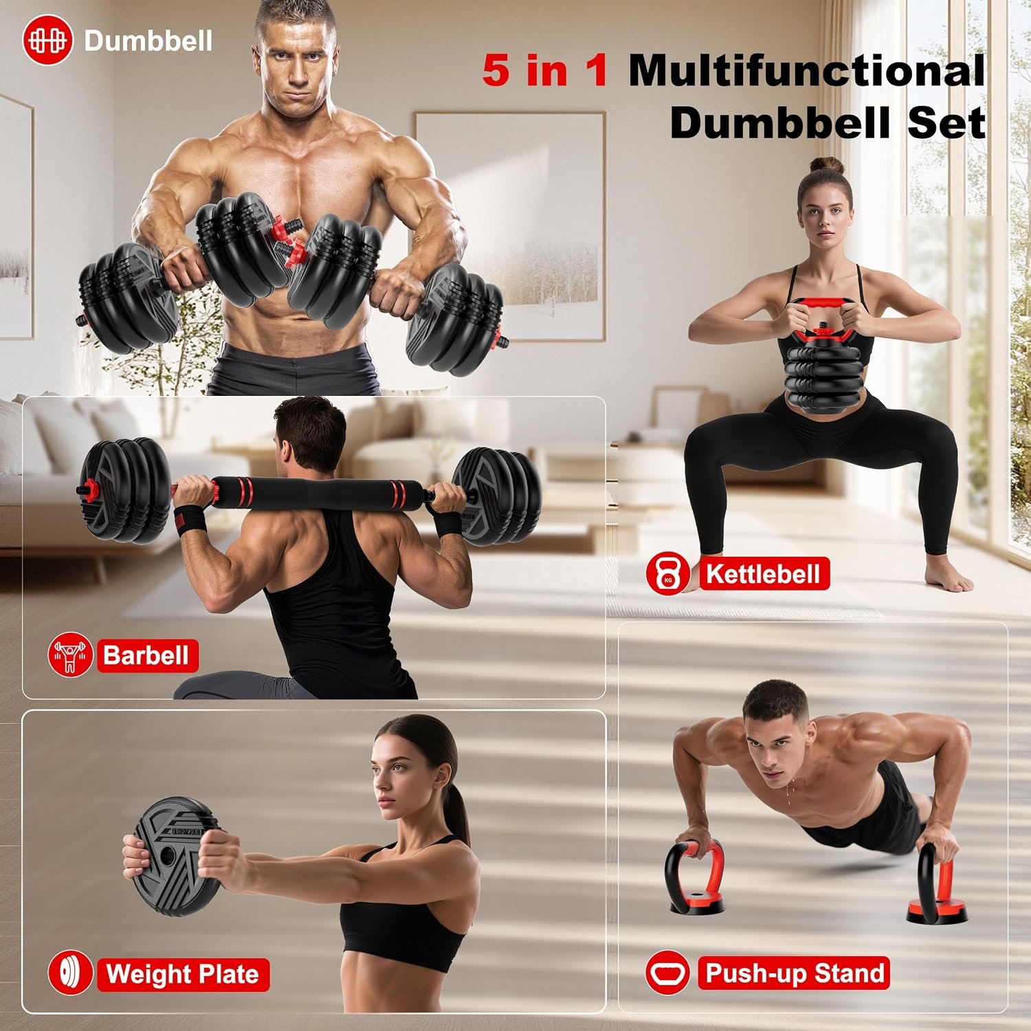 Adjustable Dumbbell Set, 20/30/45/7...
