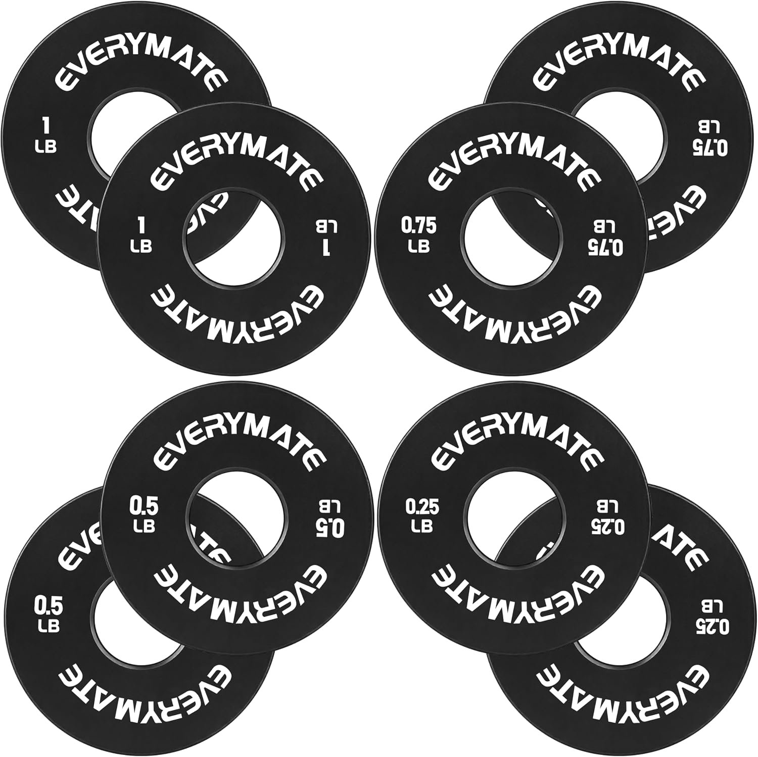 EVERYMATE Fractional Micro Weight Plates Set of 8 Weight Plate Pair of 0.25LB 0.5LB 0.75LB 1 LB for Barbells for Strength Training Micro Plates Weight Plate
