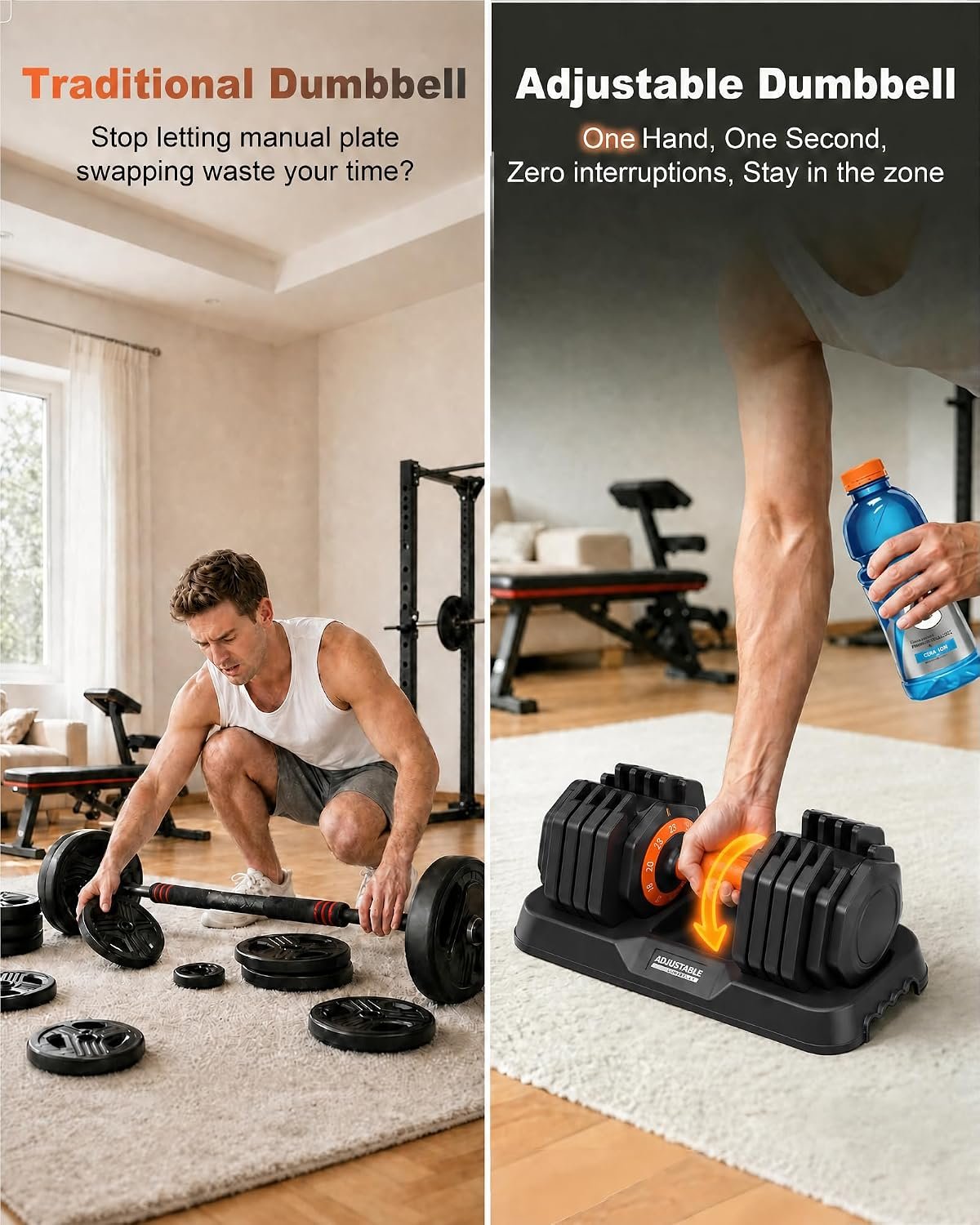 Adjustable Dumbbell Set 25lb/50lb, 10 in1 Adjustable Dumbbells for Home Gym - Image 3