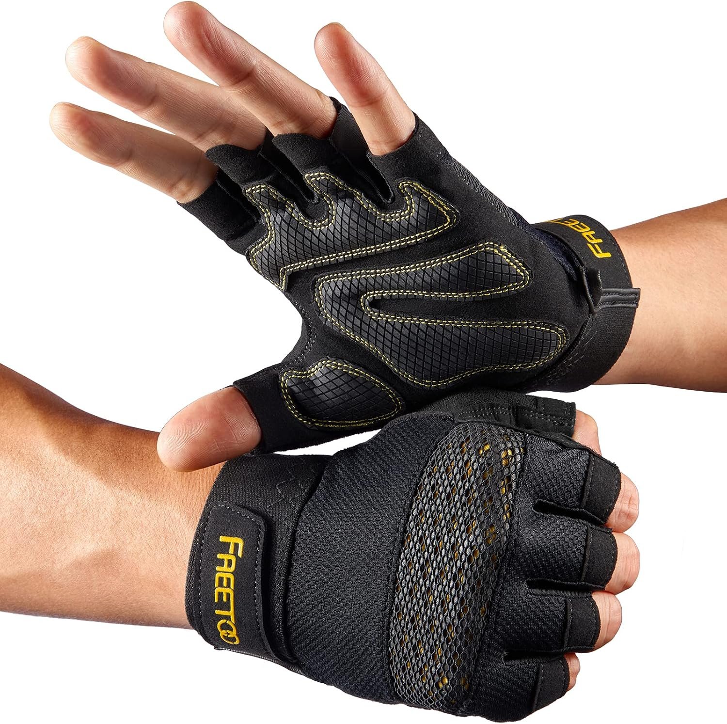 FREETOO Fingerless Workout Gloves f...