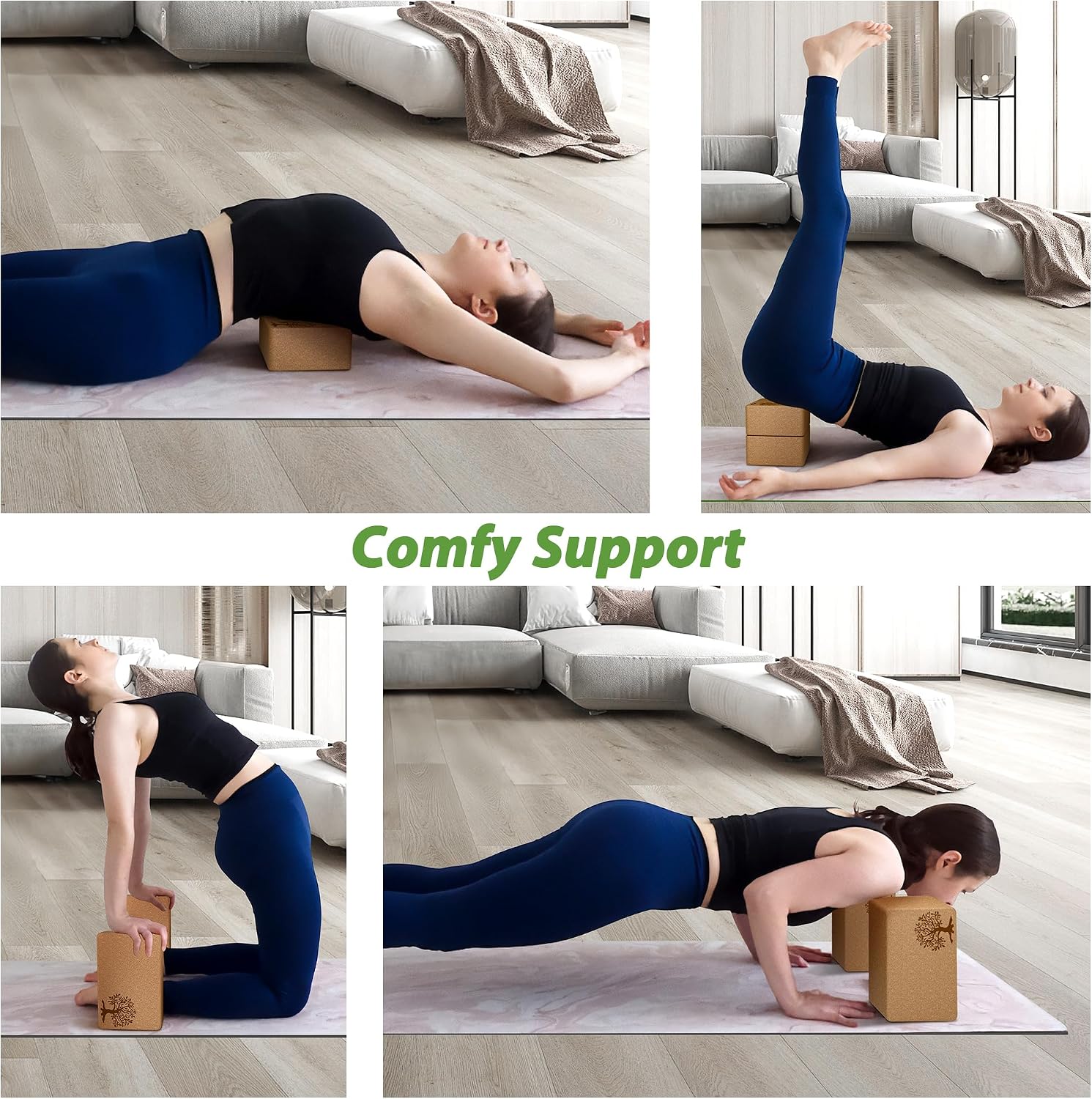 Cork Yoga Blocks 2 Pack Set, Natural Cork Soft Non-Slip Yoga Blocks, High Density & Eco Friendly Yoga Accessories for Women| Men, Ideal for Yoga, Pilates, Stretching and Toning - Image 6