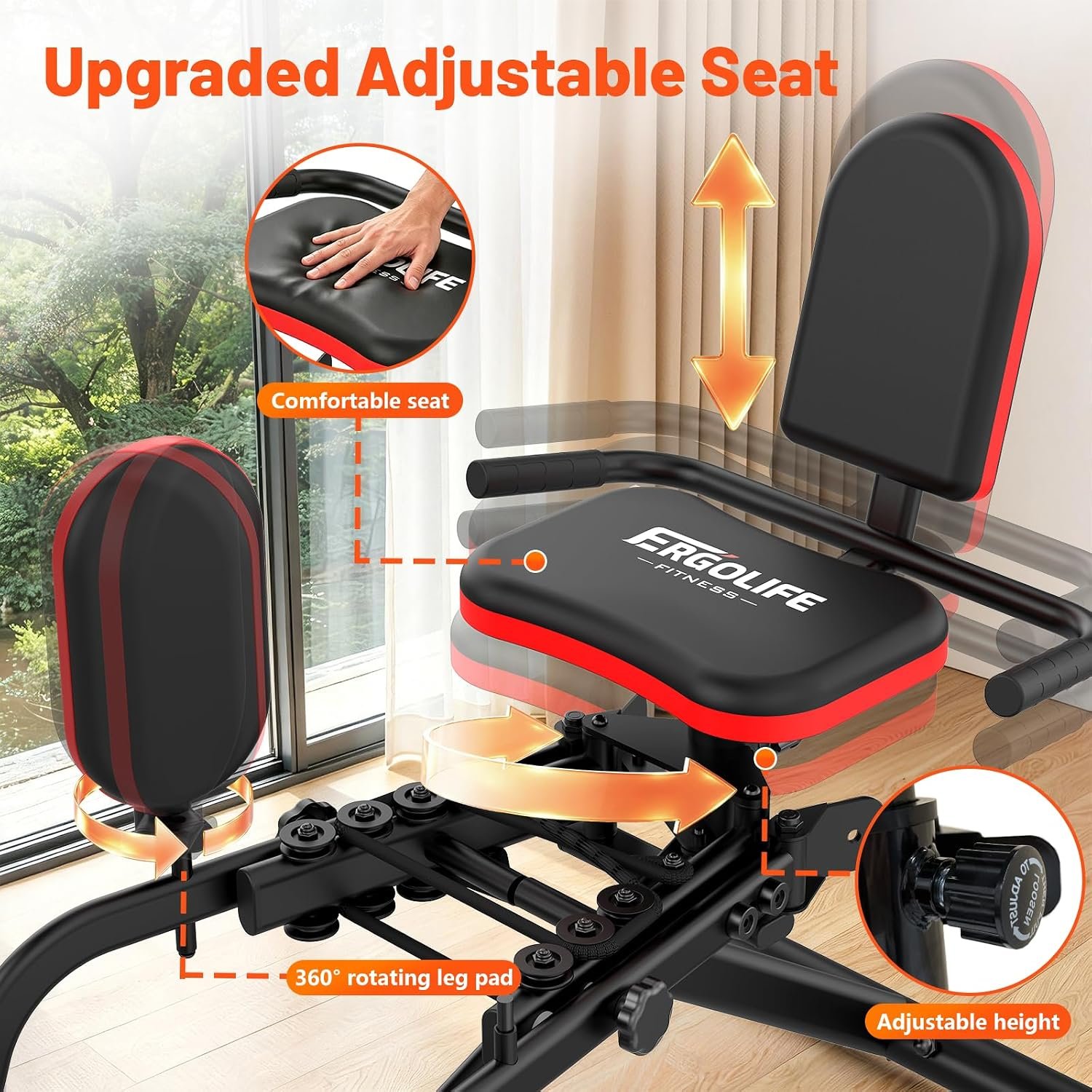 ERGOLIFE 2-in-1 Hip Abductor Adductor Machine, Thigh Workout Equipment - Image 5