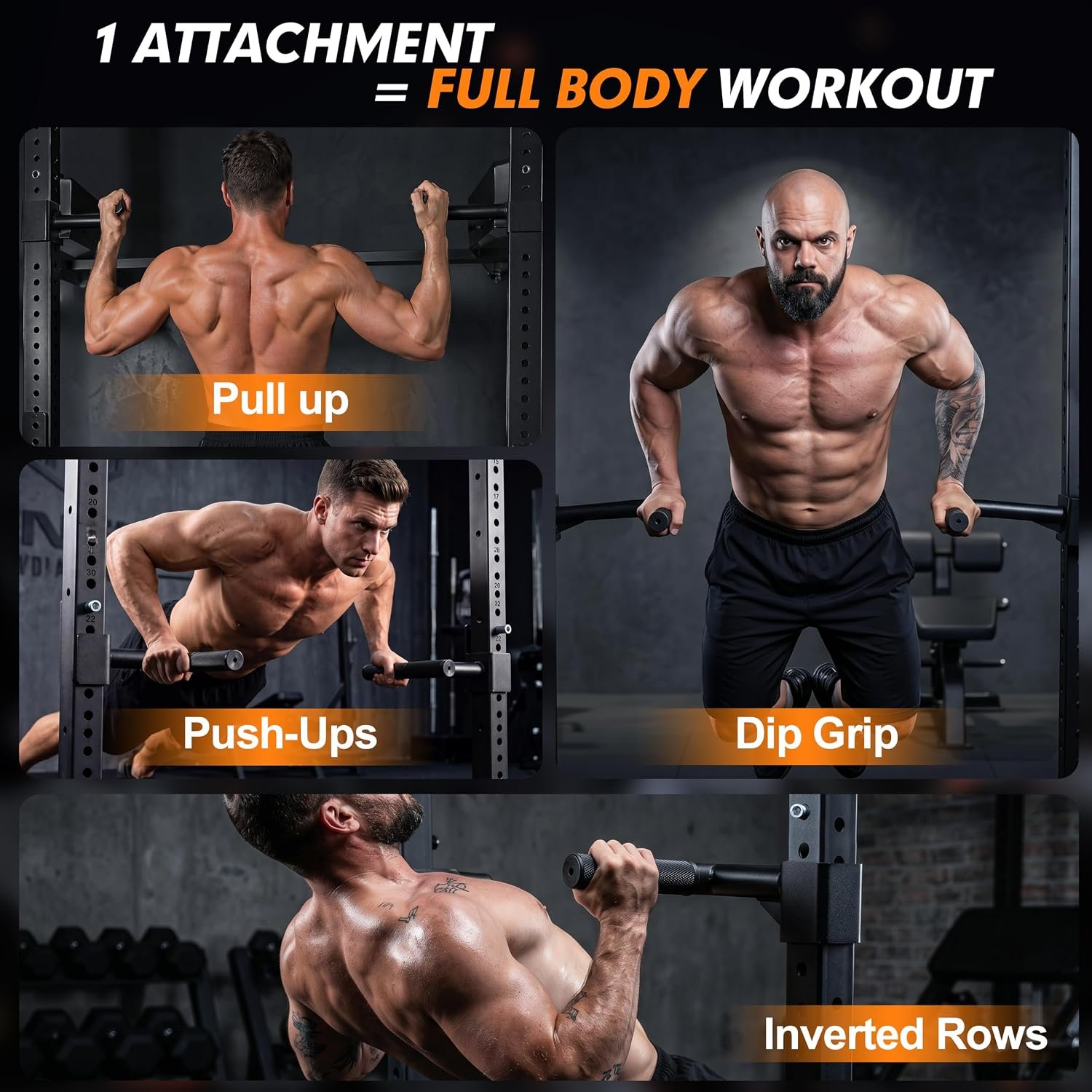 EVERYMATE Dip Bar Attachment for Power Rack and Squat Rack, Dip Stand Bars for Squat Rack Attachments for Pull Up, Triceps & Chest Workouts - Image 7