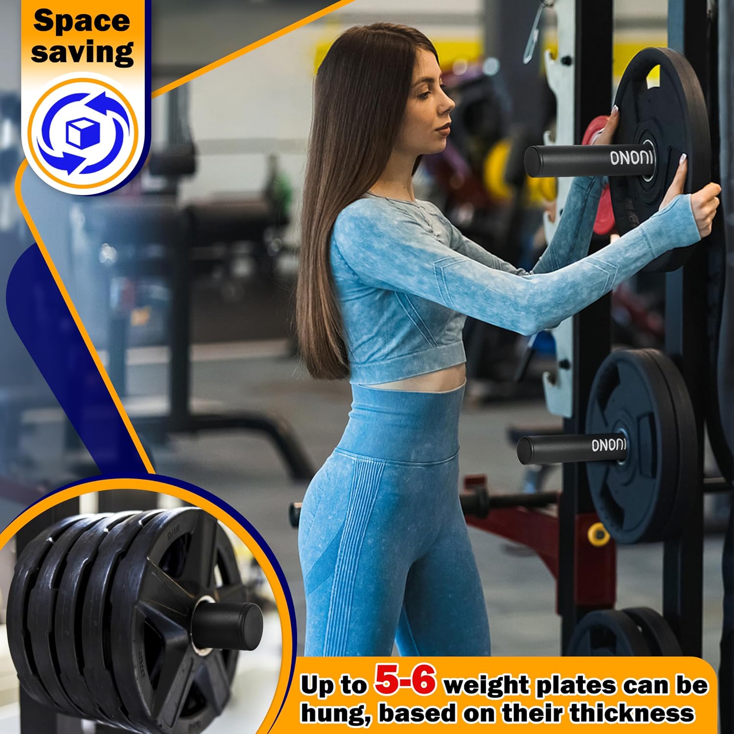 Weight Plate Holder, Power Rack Attachments for Olympic 2-Inch Weight Plate Storage, Fits 2x2, 2x3, 3x3 Power Cages with 1" or 5/8" Holes - Image 5