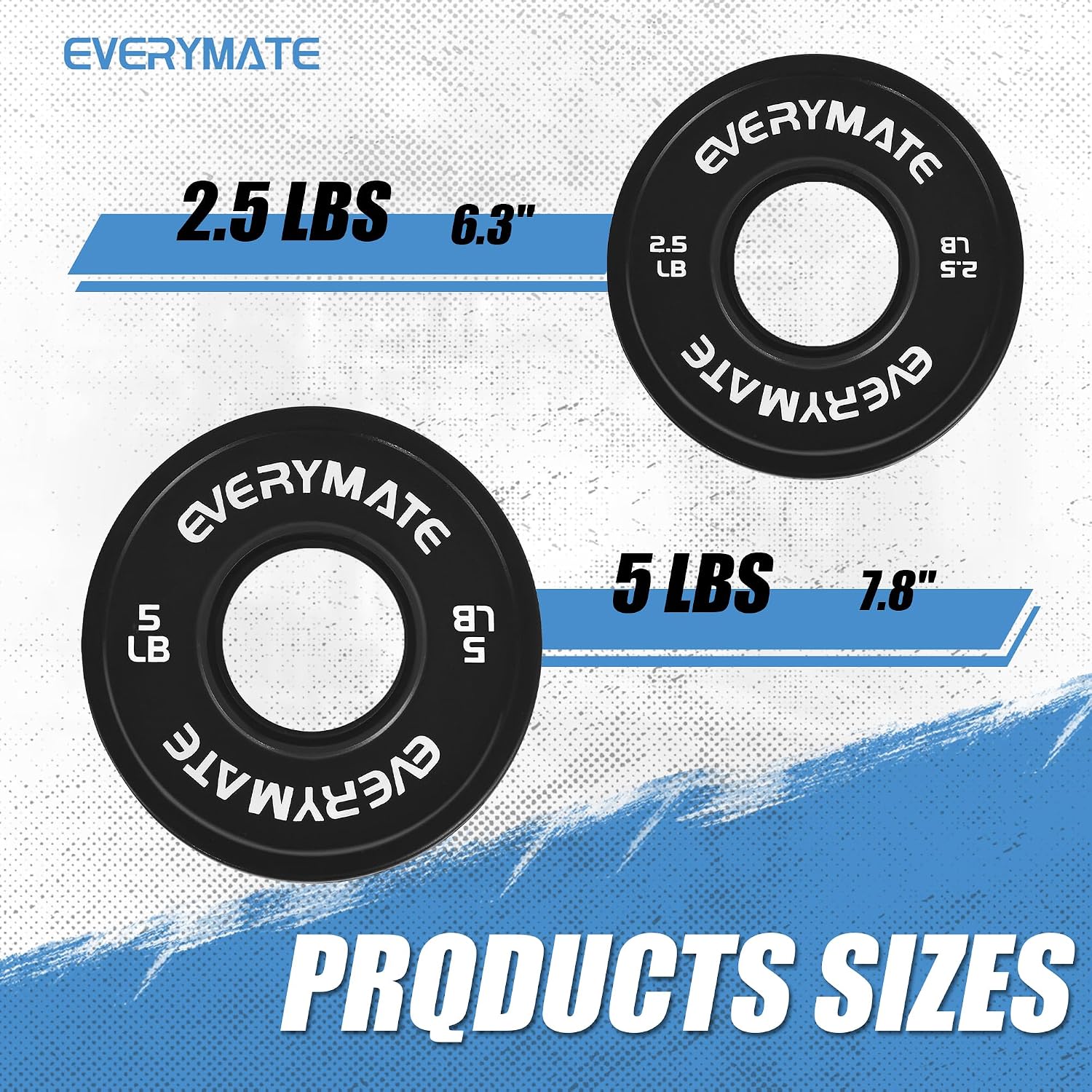 EVERYMATE Change Weight Plates 1.25LB 2.5LB 5LB Set Fractional Olympic Bumper Plates for Cross Training Steel Insert Strength Training - Image 3