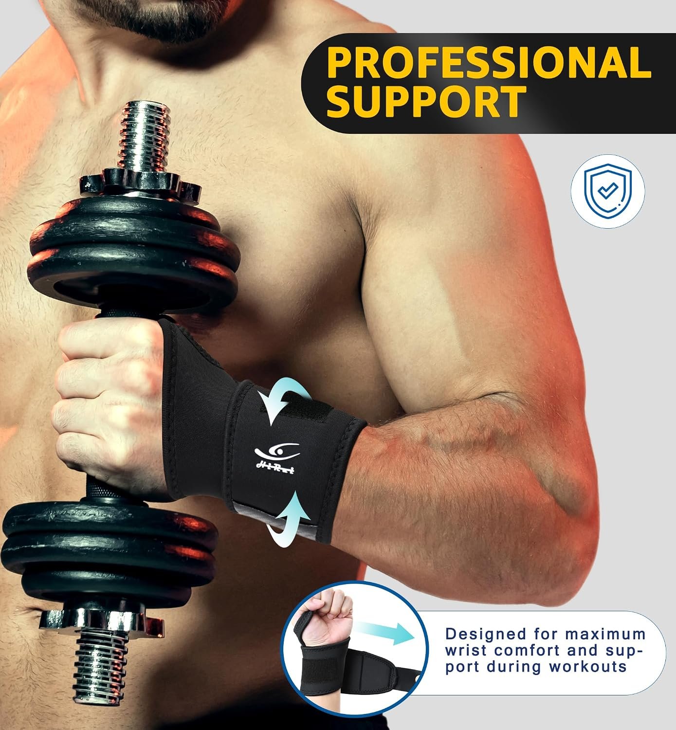 HiRui Wrist Brace 2 Pack - Pain Relief for Arthritis, Tendonitis, Carpal Tunnel | Durable Wrist Wraps Support for Weightlifting Powerlifting Bodybuilding CrossFit Tennis | One Size Adjustable (Black) - Image 3