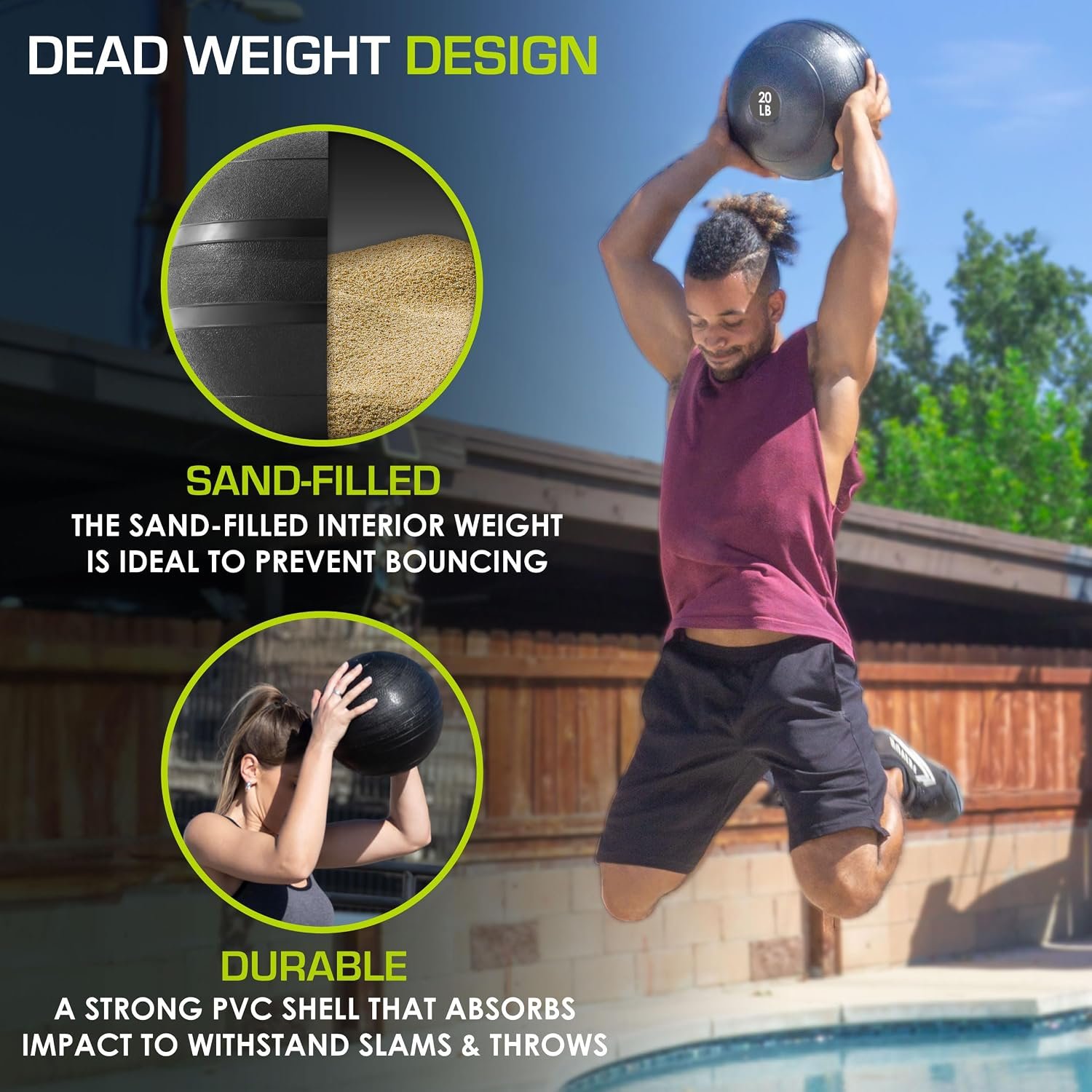 ProsourceFit Slam Medicine Balls 5, 10, 15, 20, 25, 30, 50lbs Smooth and Tread Textured Grip Dead Weight Balls for Strength and Conditioning Exercises, Cardio and Core Workouts - Image 5