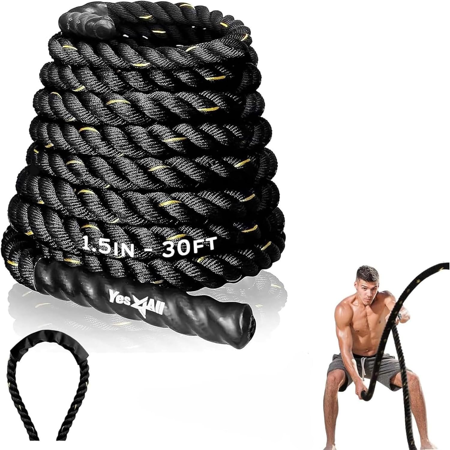 Yes4All 1.5/2 Inch Battle Ropes wit...
