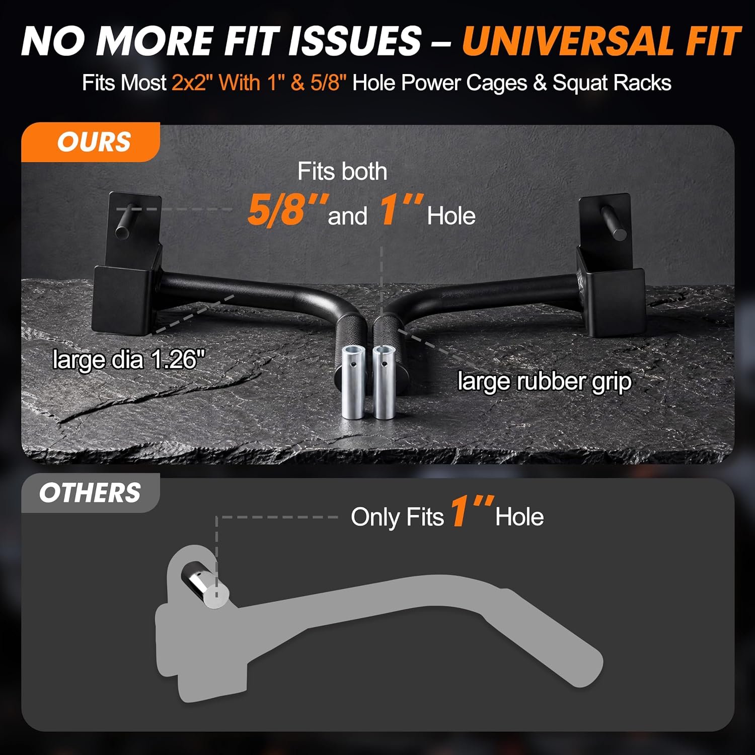 EVERYMATE Dip Bar Attachment for Power Rack and Squat Rack, Dip Stand Bars for Squat Rack Attachments for Pull Up, Triceps & Chest Workouts - Image 2