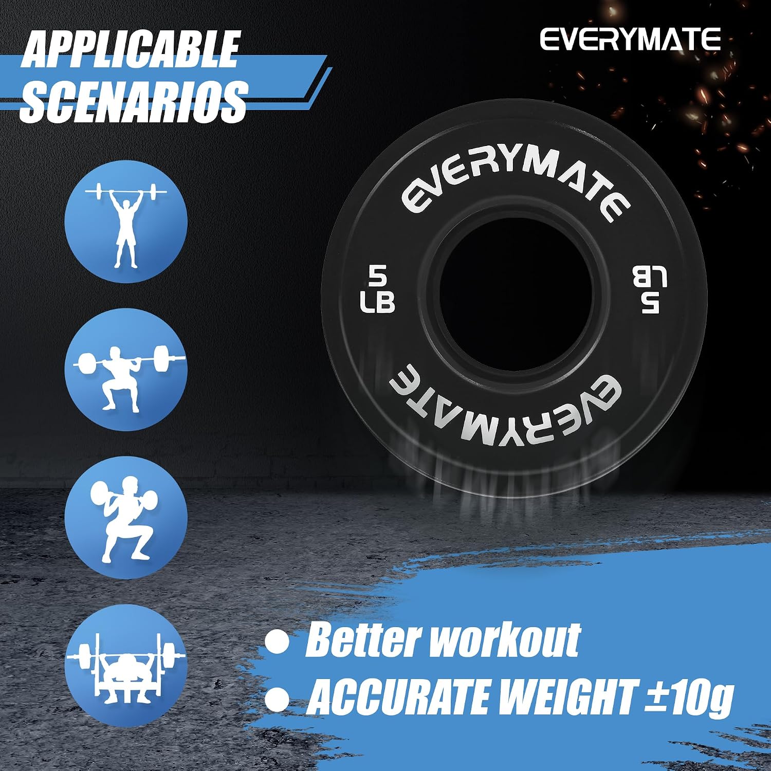 EVERYMATE Change Weight Plates 1.25LB 2.5LB 5LB Set Fractional Olympic Bumper Plates for Cross Training Steel Insert Strength Training - Image 4