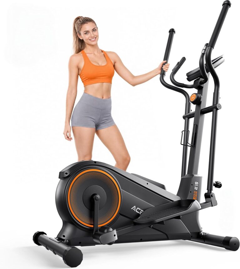 Acezoe Elliptical Exercise Machine with 3 Levels Adjustable Incline, Elliptical Machine for Home, Ultra Quiet Elliptical Machine with 15.5IN Stride,16 Resistance Levels, Support APP, 300LBS Capacity