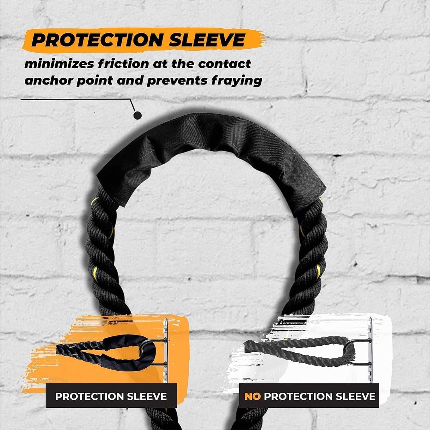 Yes4All 1.5/2 Inch Battle Ropes with Extra Protective Sleeve, Workout Ropes for Cross-Training Home Gym & Fitness Exercises, Strength Training - 30,40,50 Feet Lengths Available - Image 3