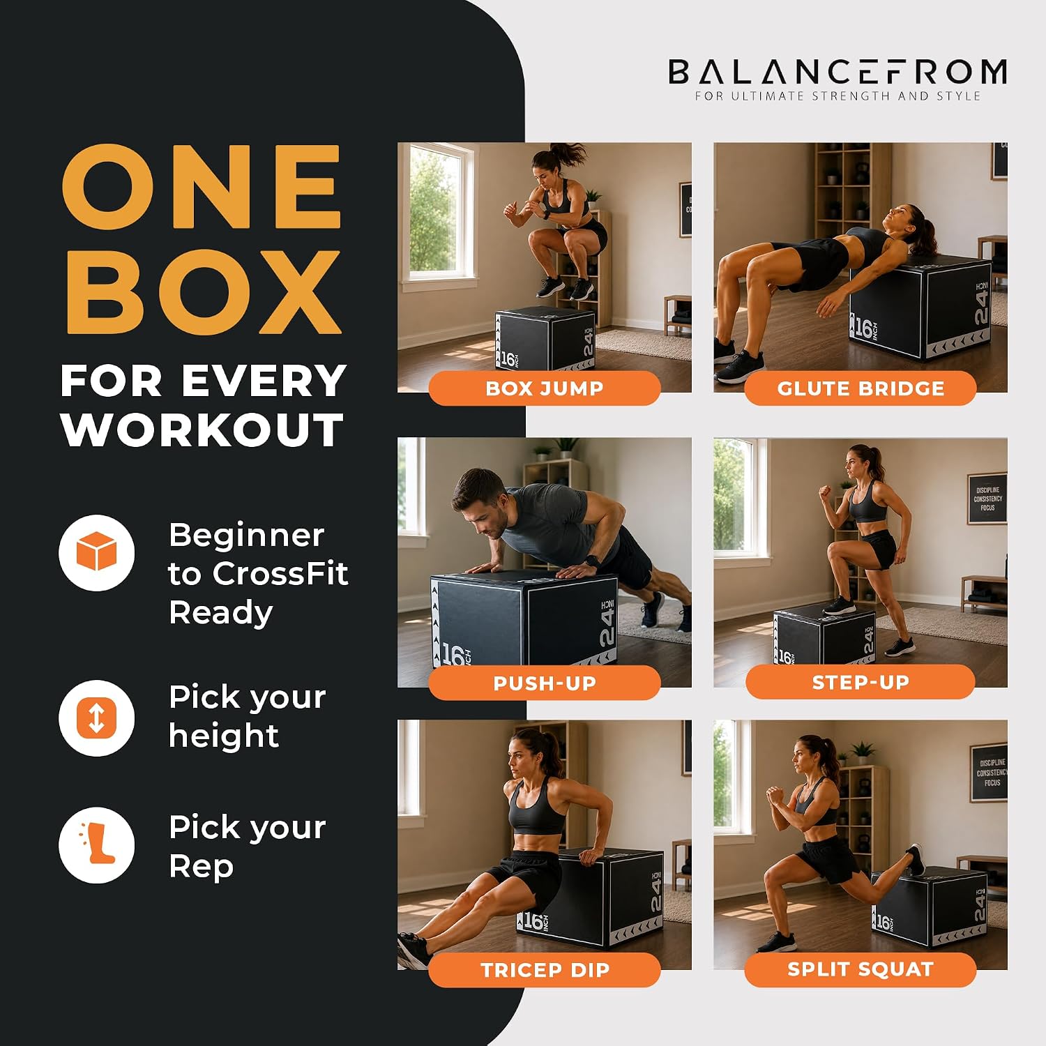 BalanceFrom 3-in-1 Foam Plyometric Jump Box for Home Gym with Multiple Height Options – Versatile Plyo with Non-Slip Surface for Strength, HIIT, Step-Ups, and Agility Training - Image 5