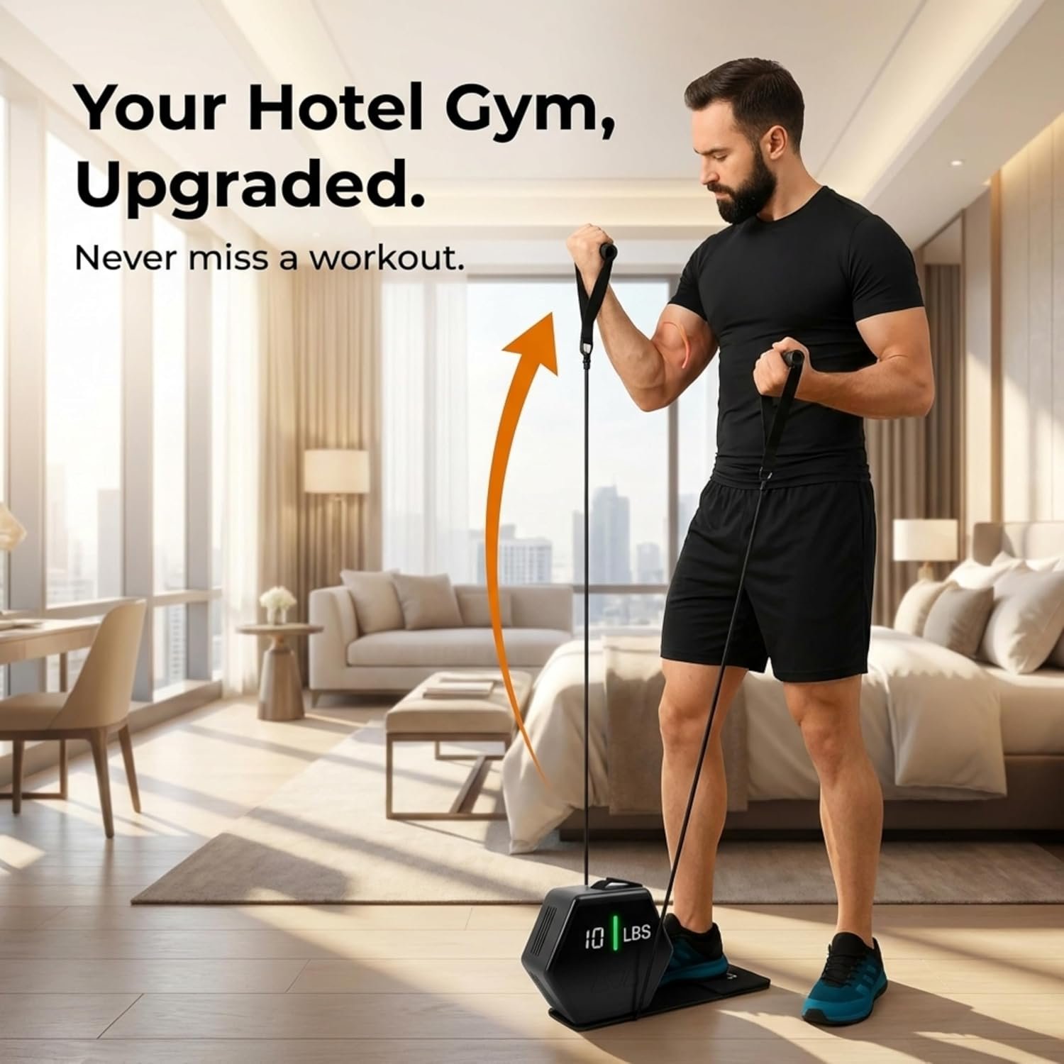 in Motion Flex USB Rechargeable Smart Home Gym Equipment | Portable Compact Digital Cable Machine Adjustable Motor Resistance 5–66LB | Compact Strength Training for Full Body Workout Travel & Fitness - Image 2