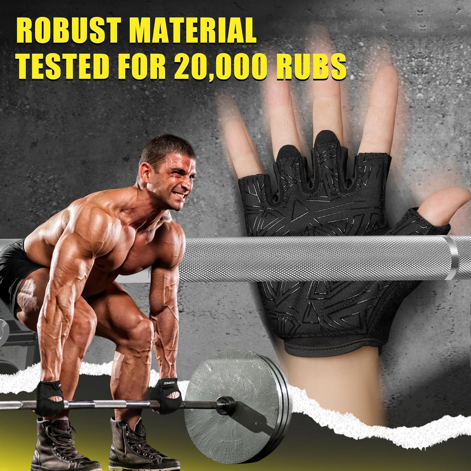 HOZMOZ Ventilated Weight Lifting Gloves, Thick Padded Workout Gym Gloves with Full Palm Protection & Grip & Shock Absorption for Women & Men's Fitness Exercise Training - Image 2