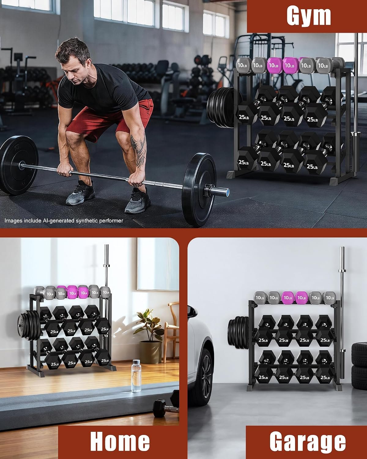 Dumbbell Rack, Heavy Duty Weight Storage Rack with Adjustable Width, Non-Slip & Floor-Friendly, Home Gym Organizer for Strength Training Equipment - Image 7