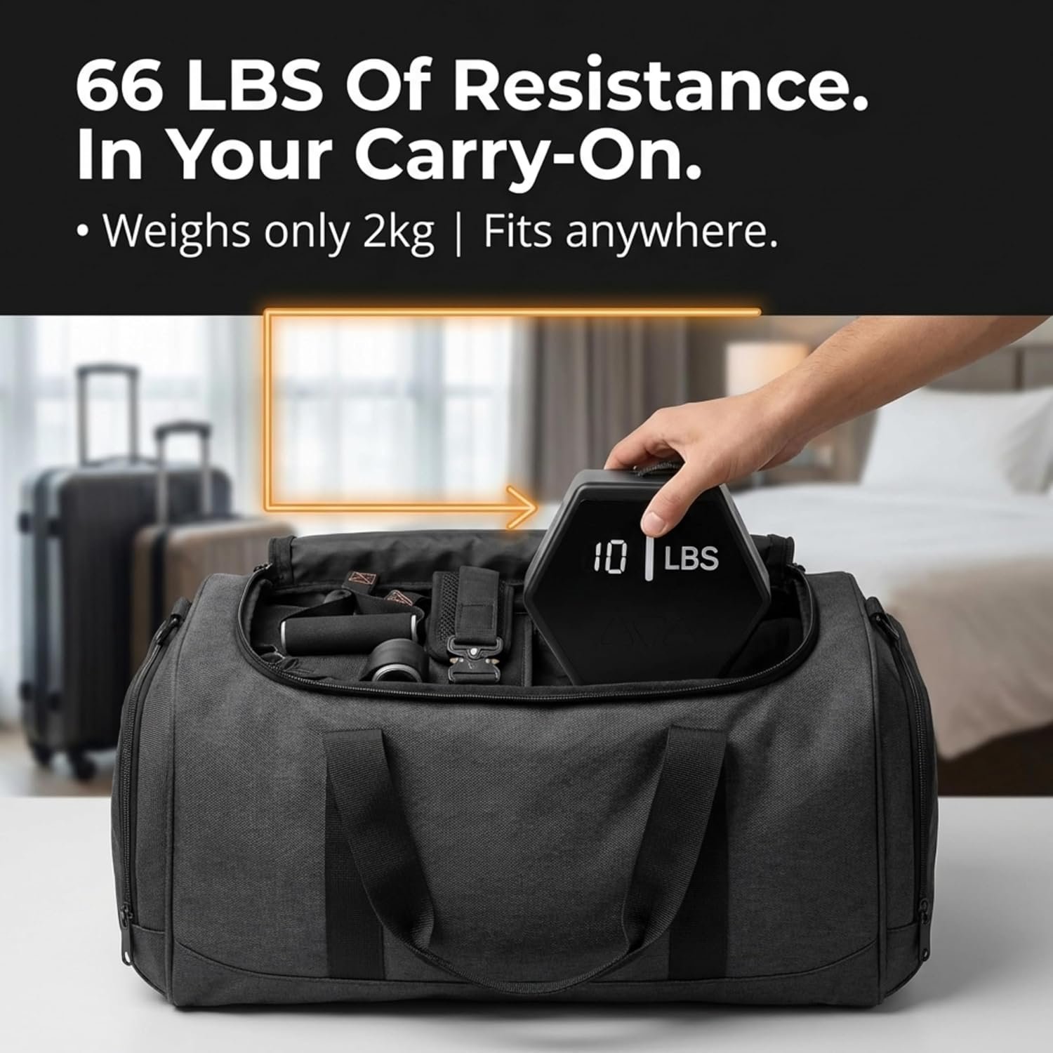 in Motion Flex USB Rechargeable Smart Home Gym Equipment | Portable Compact Digital Cable Machine Adjustable Motor Resistance 5–66LB | Compact Strength Training for Full Body Workout Travel & Fitness - Image 4