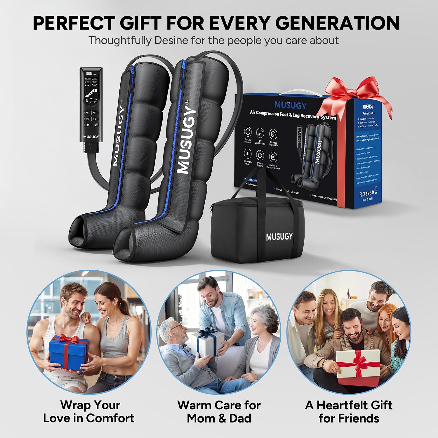 Sequential Leg Compression Massager for Circulation : Full Leg Air Compression Boots for Massage Therapy & Fatigue Relief - 9 Intensity, 6 Modes, 3 Timers for Athletes, Runners, Gym (Medium) - Image 9
