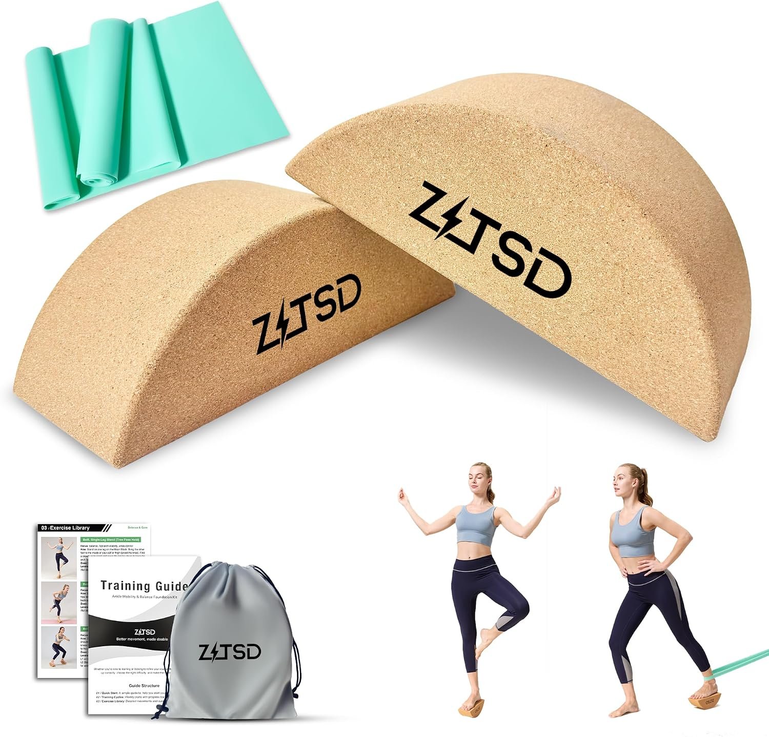 Cork Yoga Blocks, Cork Yoga Blocks 2 Pack with bands
