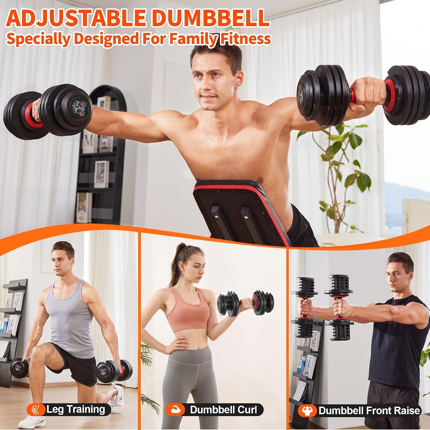 Adjustable Dumbbell Set, 10-in-1 25LB/50LB/90LB Ajustable Dumbbells with Safe Locking System, Enclosed Storage Tray, 1 Sec Fast Adjustment, Comfortable Non-Slip Textured Grip, Suitable for Home Gym Workouts Men and Women - Image 4