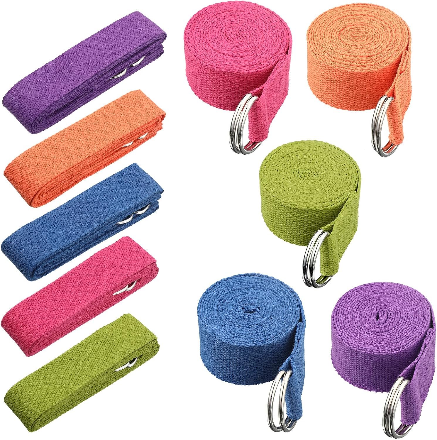 10 Pcs Yoga Strap 8ft Yoga Stretchi...