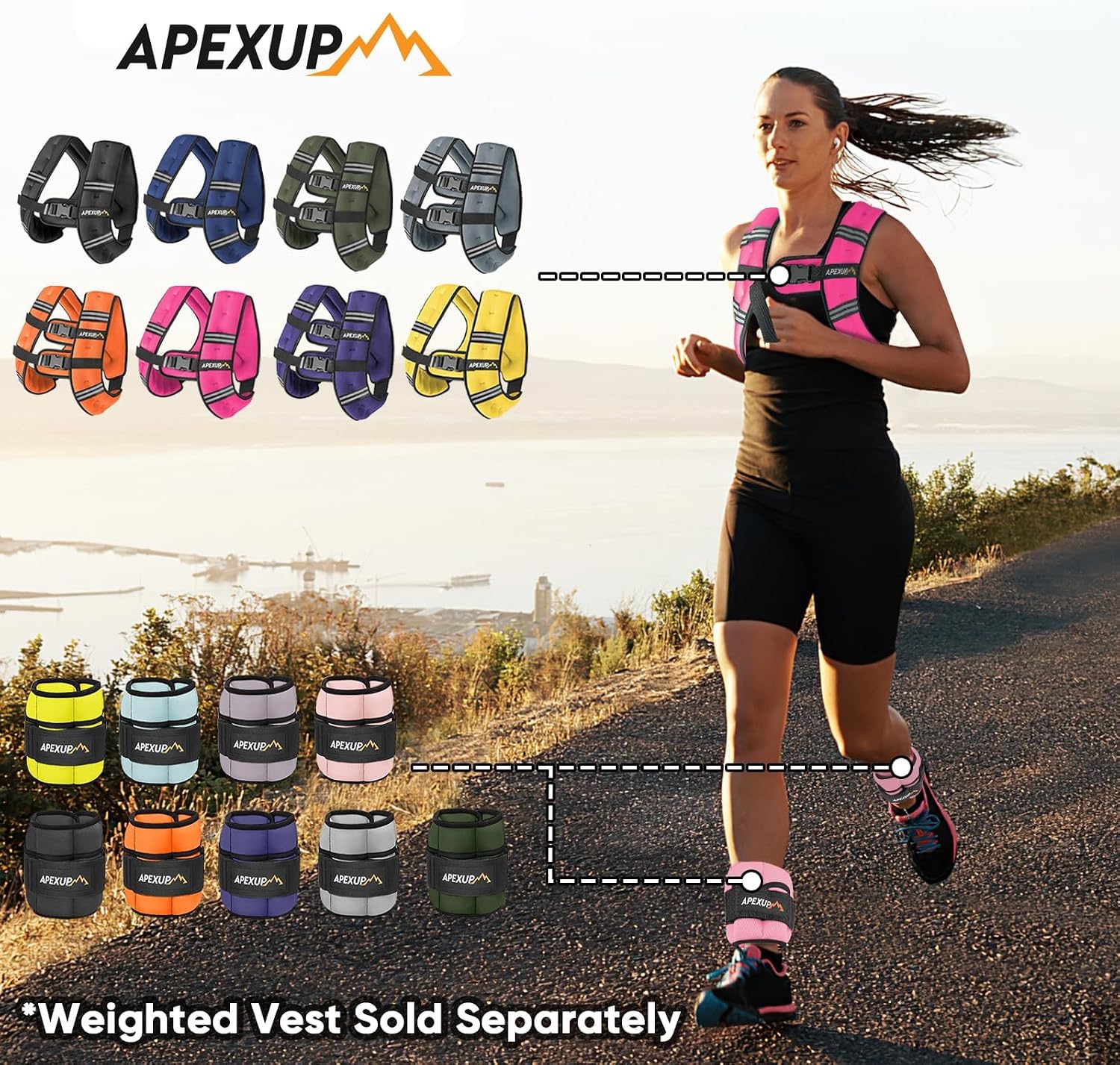 APEXUP Adjustable Ankle Weights for Women and Men, Modularized Leg Weight Straps for Yoga, Walking, Running, Aerobics, Gym, Physical Therapy - Image 9