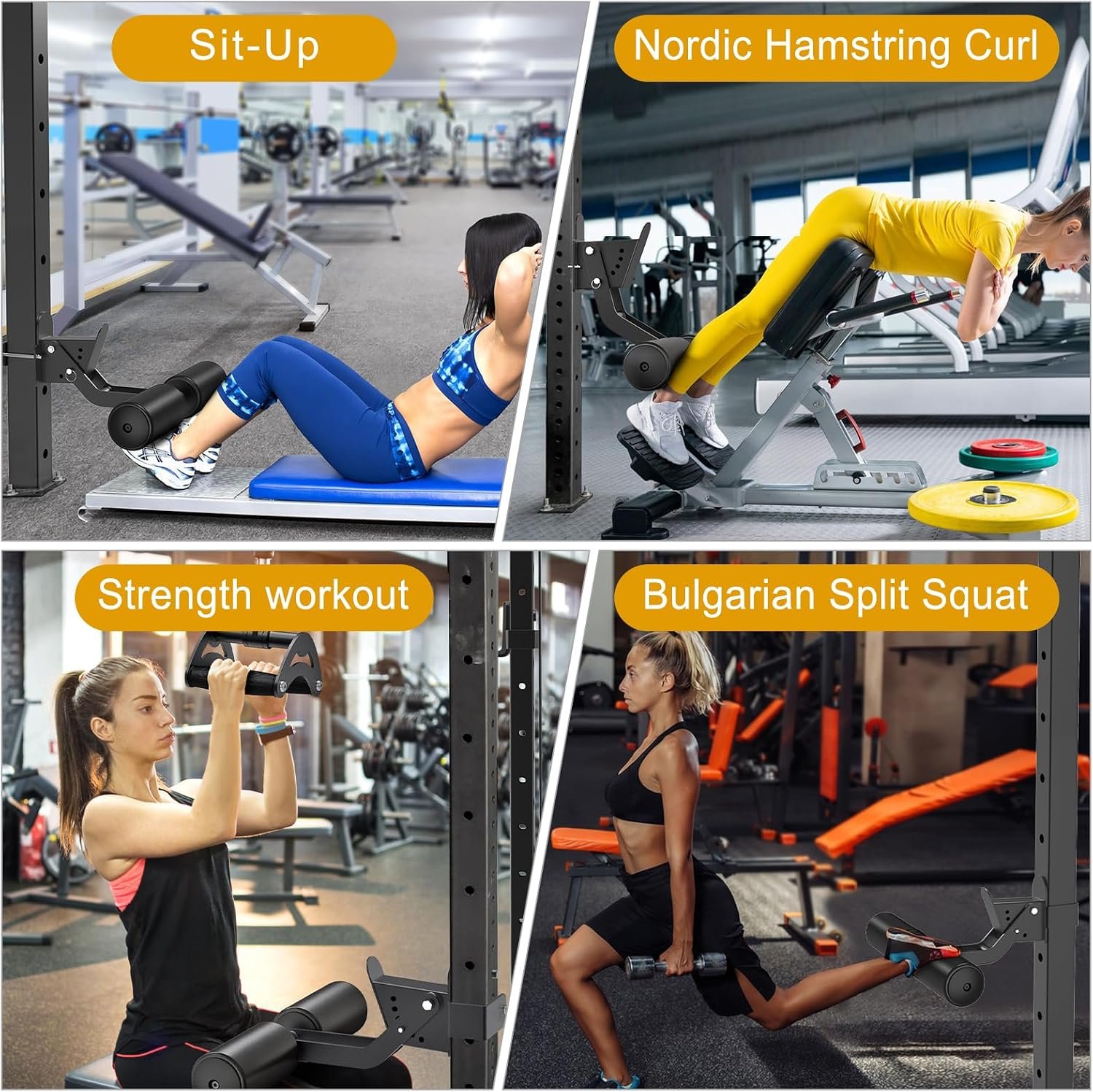 Kipika Nordic Hamstring Curl Squat Rack Attachment for Power Rack with 5/8" or 1" Hole - Adjustable Leg Hold Down Attachment with Premium Leather Surface - Image 7