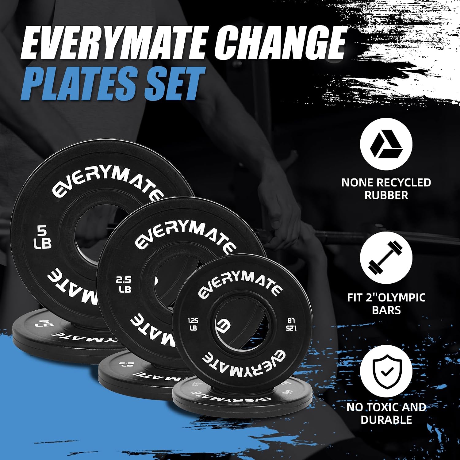 EVERYMATE Change Weight Plates 1.25LB 2.5LB 5LB Set Fractional Olympic Bumper Plates for Cross Training Steel Insert Strength Training - Image 6