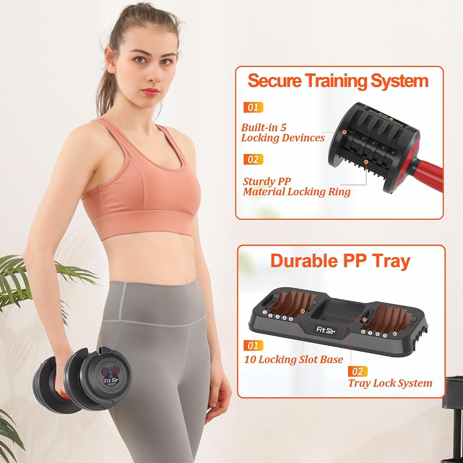 Adjustable Dumbbell Set, 10-in-1 25LB/50LB/90LB Ajustable Dumbbells with Safe Locking System, Enclosed Storage Tray, 1 Sec Fast Adjustment, Comfortable Non-Slip Textured Grip, Suitable for Home Gym Workouts Men and Women - Image 3
