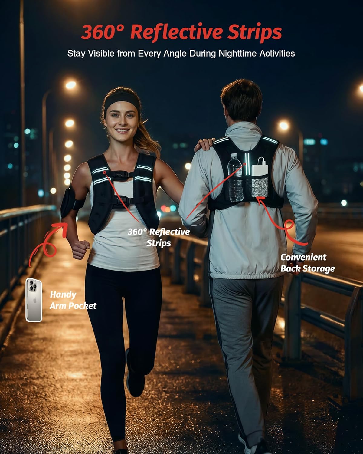 ZELUS Weighted Vest, 6lb/8lb/12lb/16lb/20lb/25lb/30lb Weight Vest with Reflective Stripe for Workout, Strength Training, Running, Fitness, Muscle Building, Weight Loss, Weightlifting - Image 7