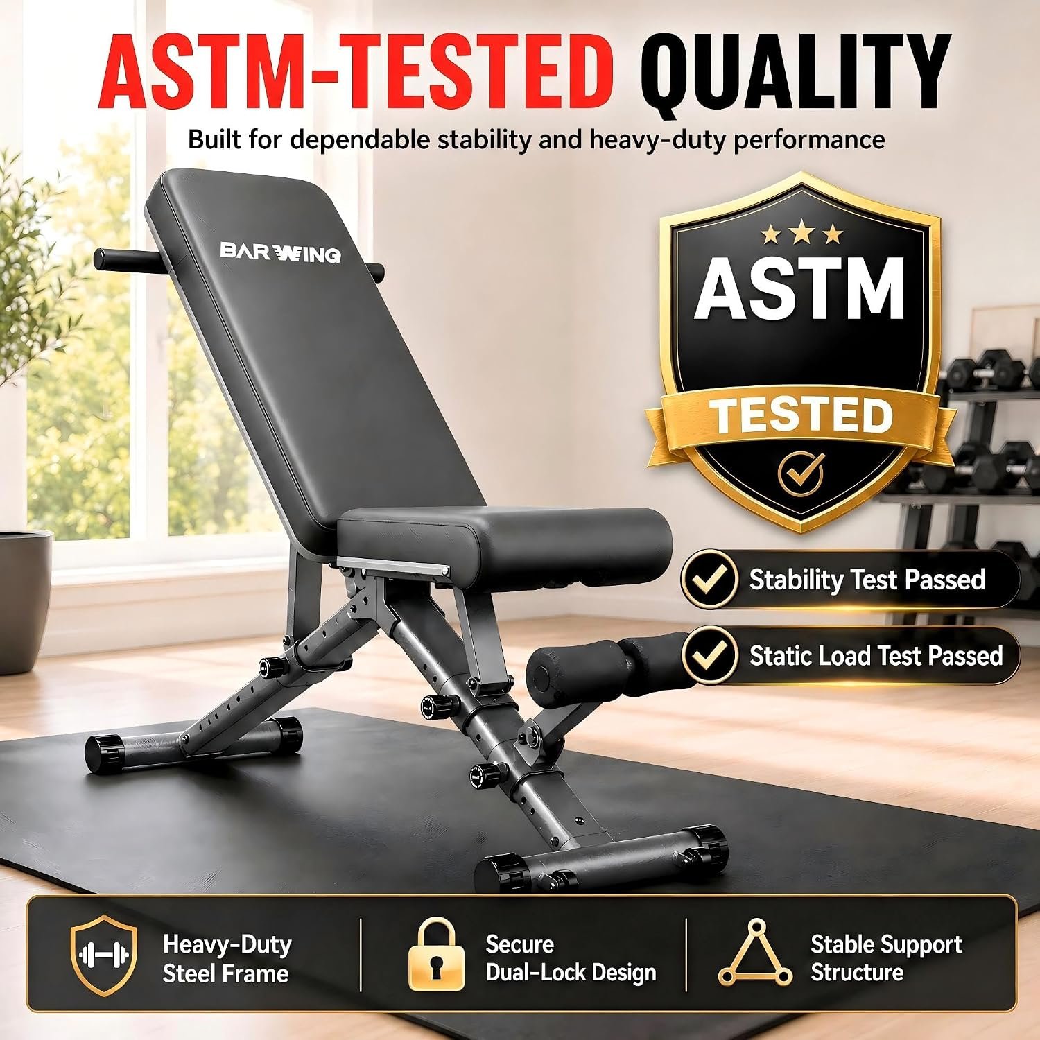 BARWING Adjustable Weight Bench Workout Bench - Image 3